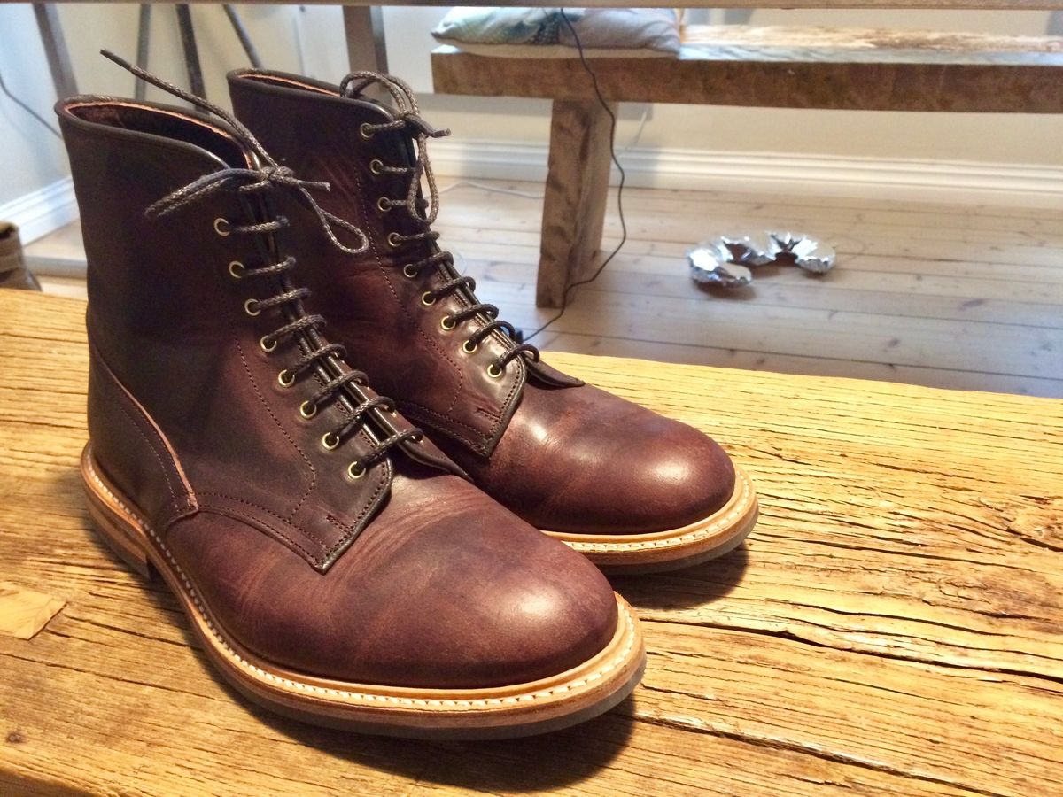 Photo by mr_spud on April 11, 2021 of the Tricker's Tramping Boot in Horween Color 8 Dublin.