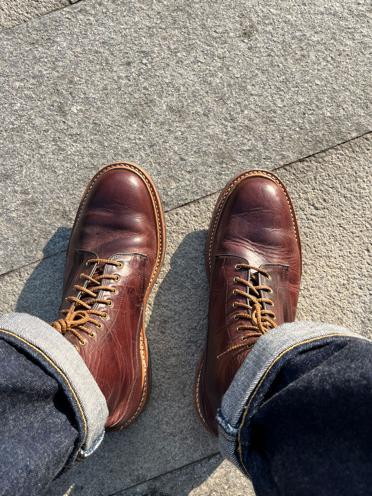 Photo by mr_spud on November 20, 2024 of the Tricker's Tramping Boot in Horween Color 8 Dublin.