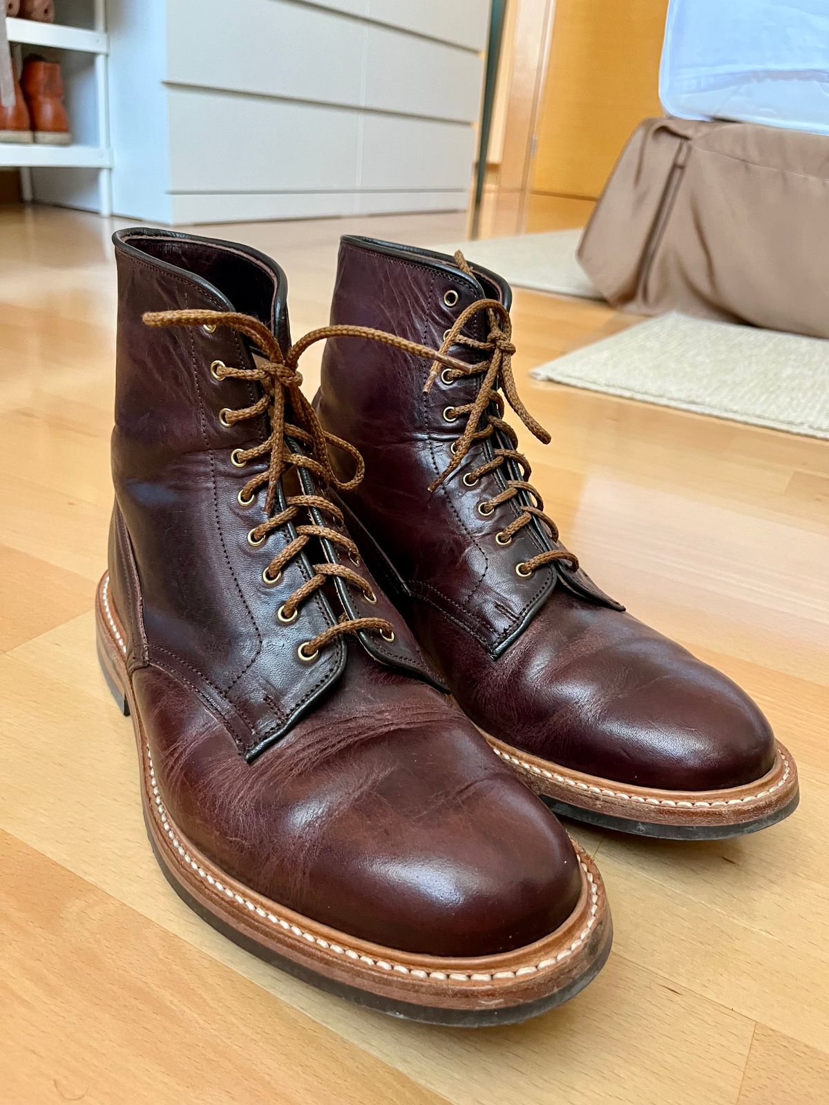 Photo by mr_spud on December 3, 2024 of the Tricker's Tramping Boot in Horween Color 8 Dublin.