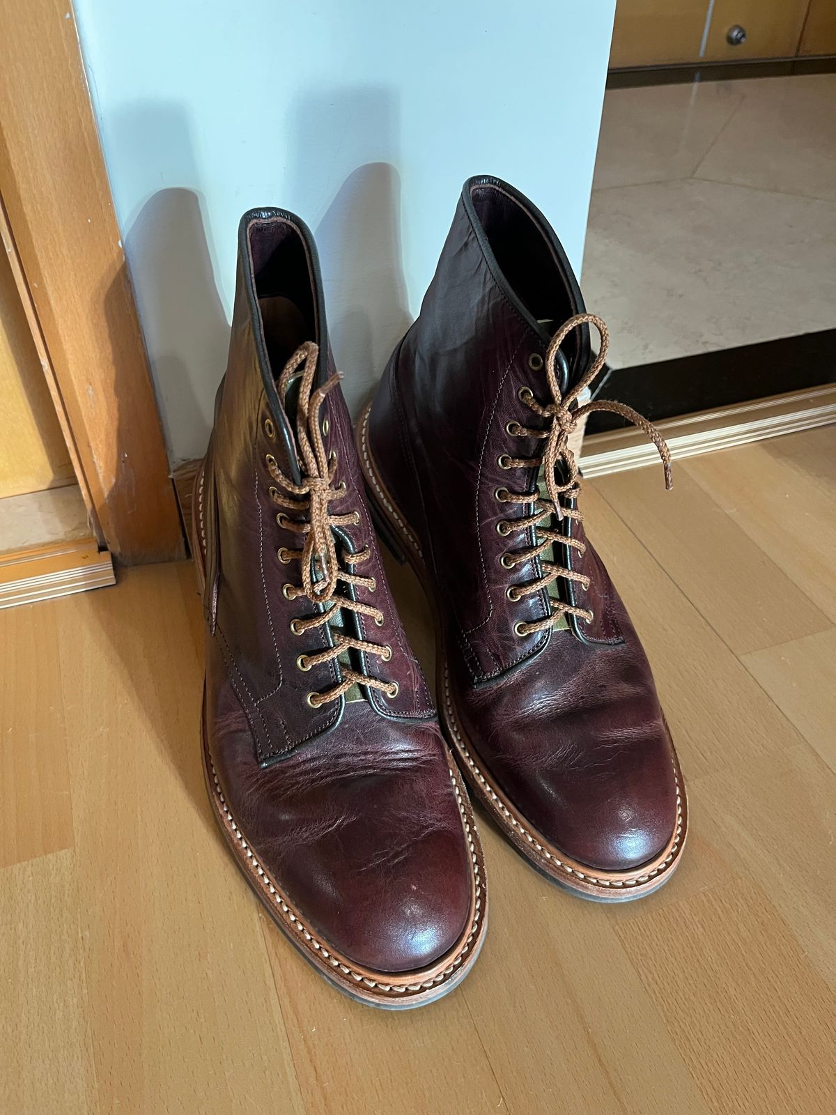 Photo by mr_spud on October 21, 2025 of the Tricker's Tramping Boot in Horween Color 8 Dublin.