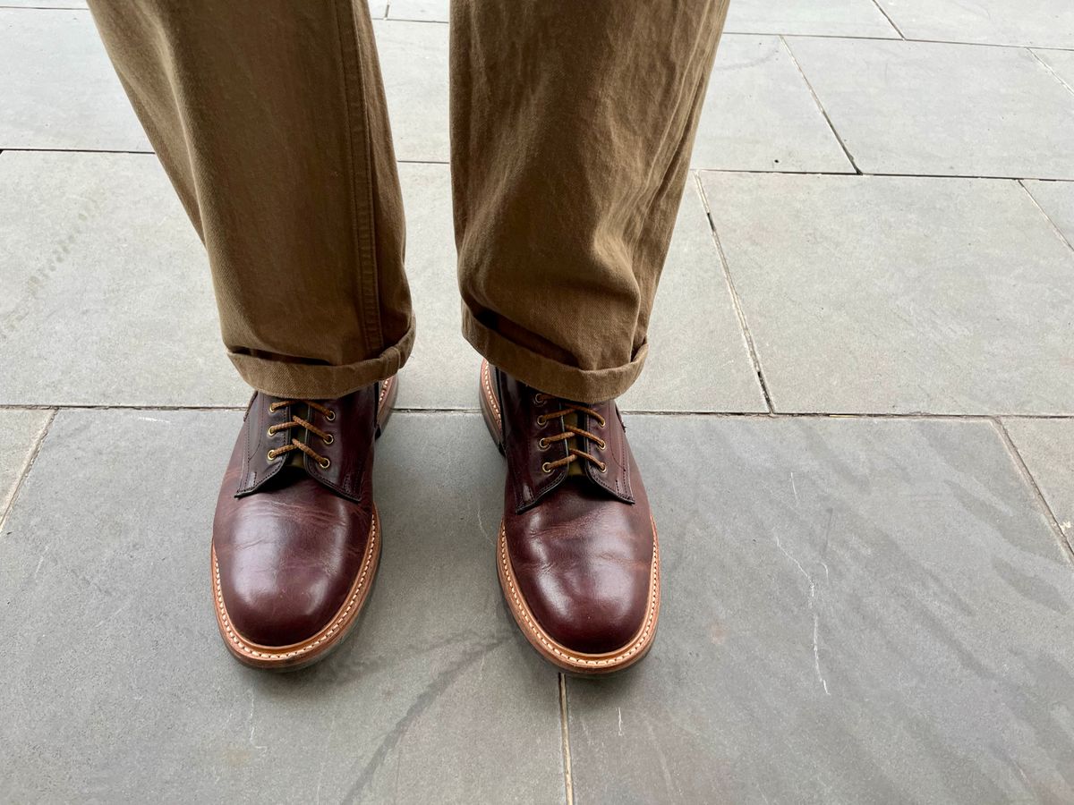Photo by mr_spud on January 7, 2026 of the Tricker's Tramping Boot in Horween Color 8 Dublin.