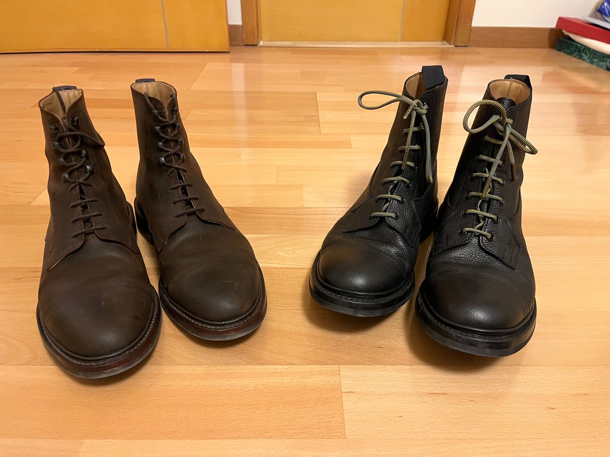 Photo by mr_spud on November 15, 2023 of the Tricker's Grassmere Country Boot in Black Scotch Grain.