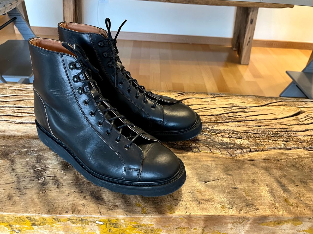 Photo by mr_spud on February 23, 2024 of the Tricker's Ethan Monkey Boot in Horween Black Chromexcel.