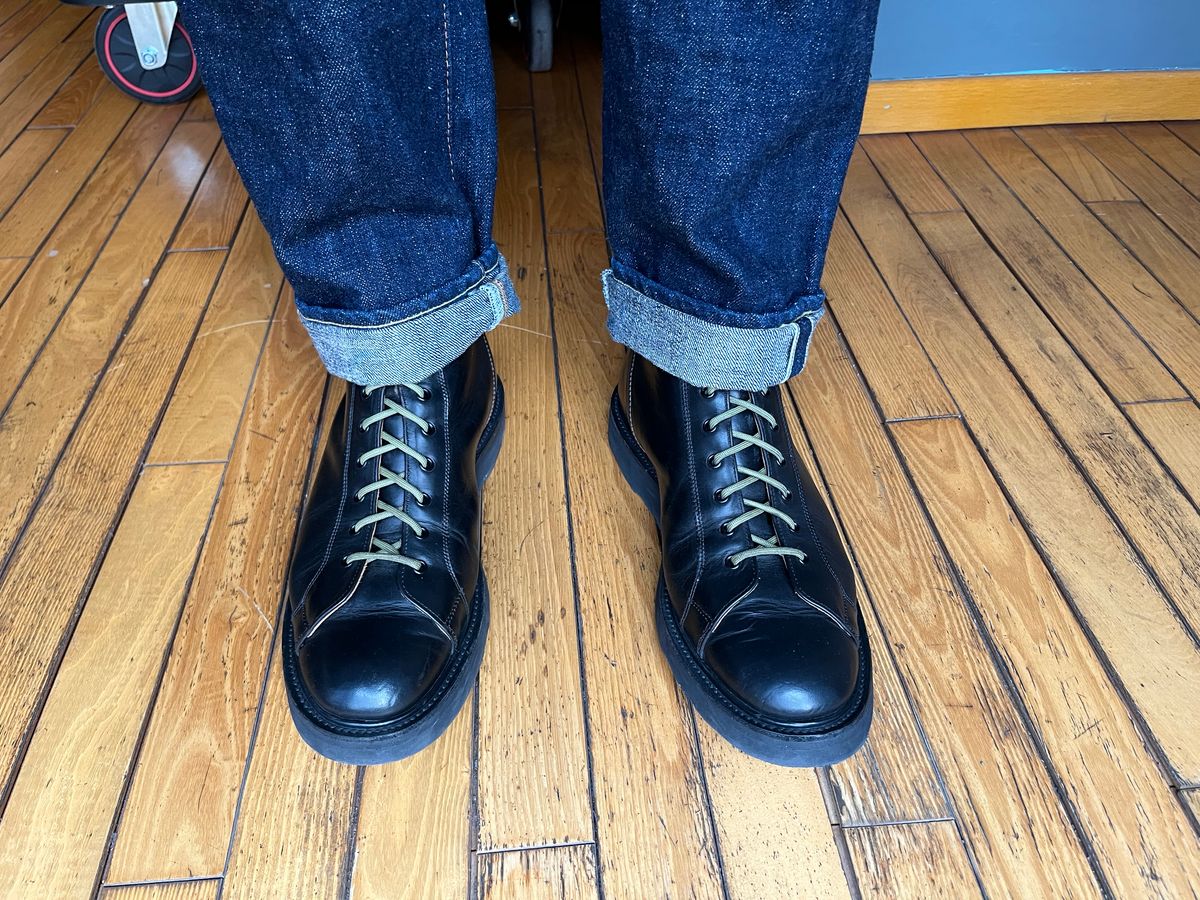 Photo by mr_spud on January 29, 2026 of the Tricker's Ethan Monkey Boot in Horween Black Chromexcel.