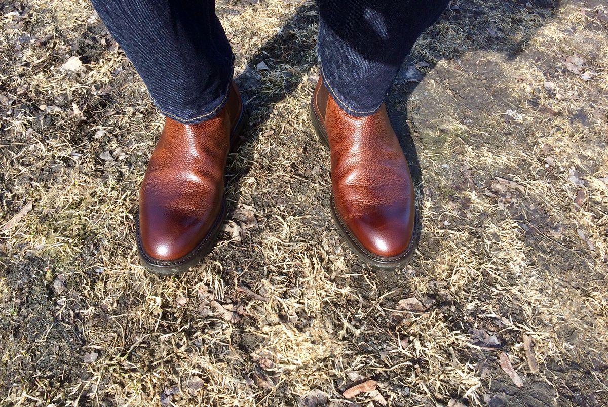 Photo by mr_spud on March 24, 2021 of the Crockett & Jones Chelsea 11 in Dark Brown Scotch Grain.