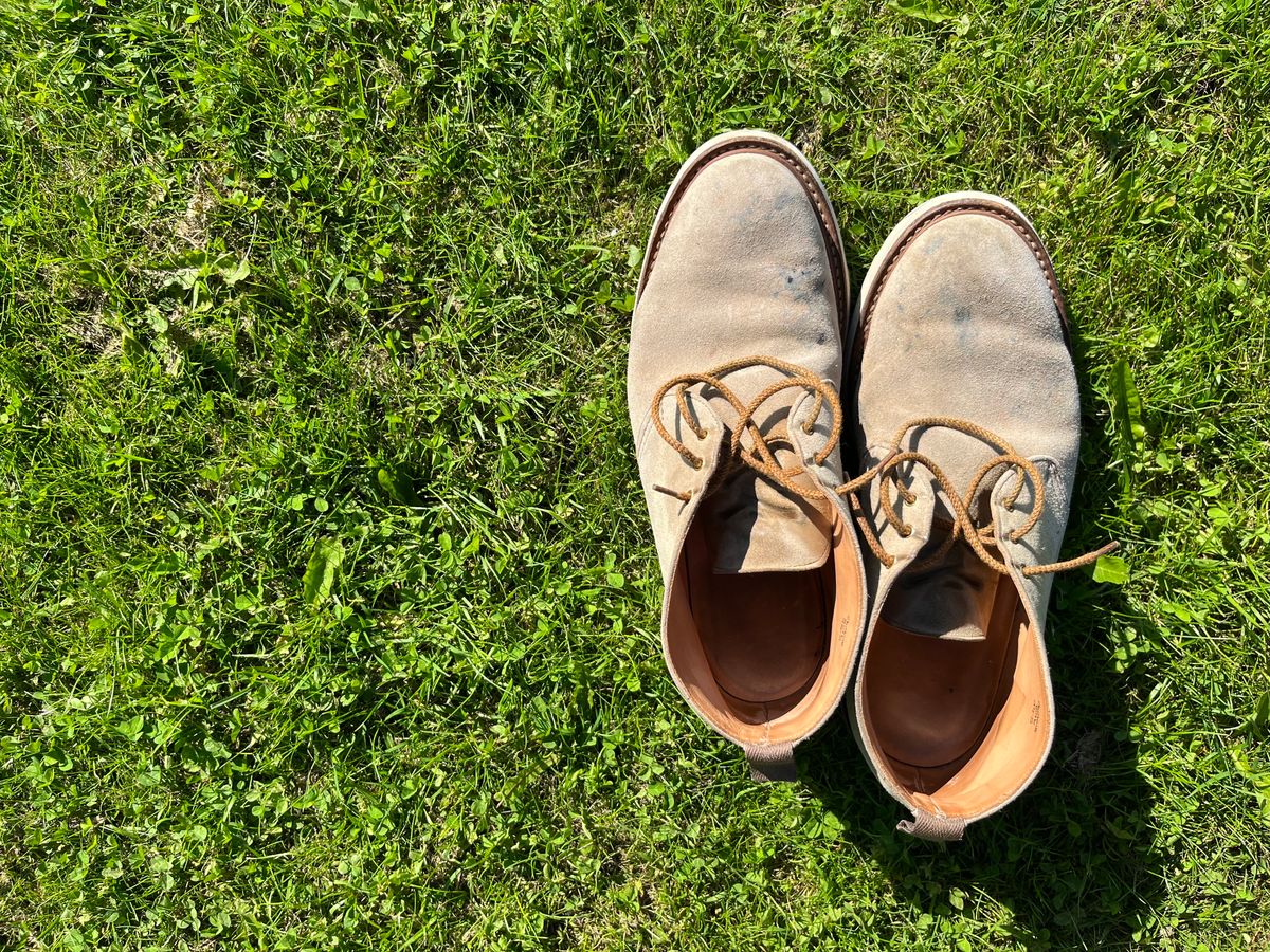 Photo by mr_spud on July 22, 2022 of the Tricker's Mike Chukka Boot in C.F. Stead Peanut Kudu Reverse.