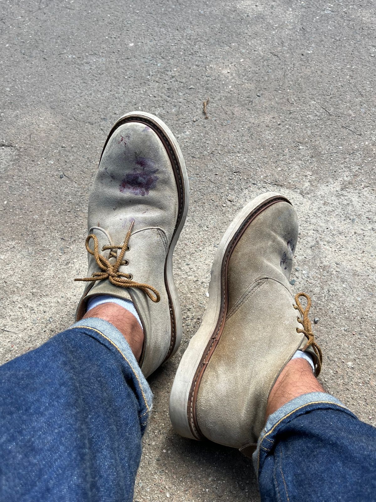 Photo by mr_spud on July 21, 2023 of the Tricker's Mike Chukka Boot in C.F. Stead Peanut Kudu Reverse.