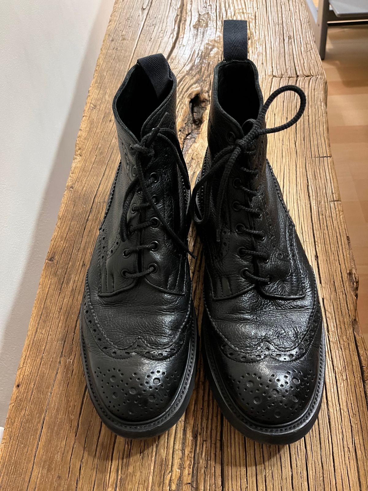 Photo by mr_spud on December 6, 2023 of the Tricker's Stow Country Boot in Black Olivvia Deerskin.