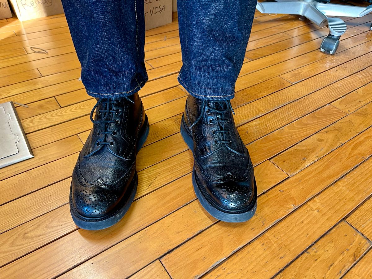 Photo by mr_spud on January 6, 2026 of the Tricker's Stow Country Boot in Black Olivvia Deerskin.