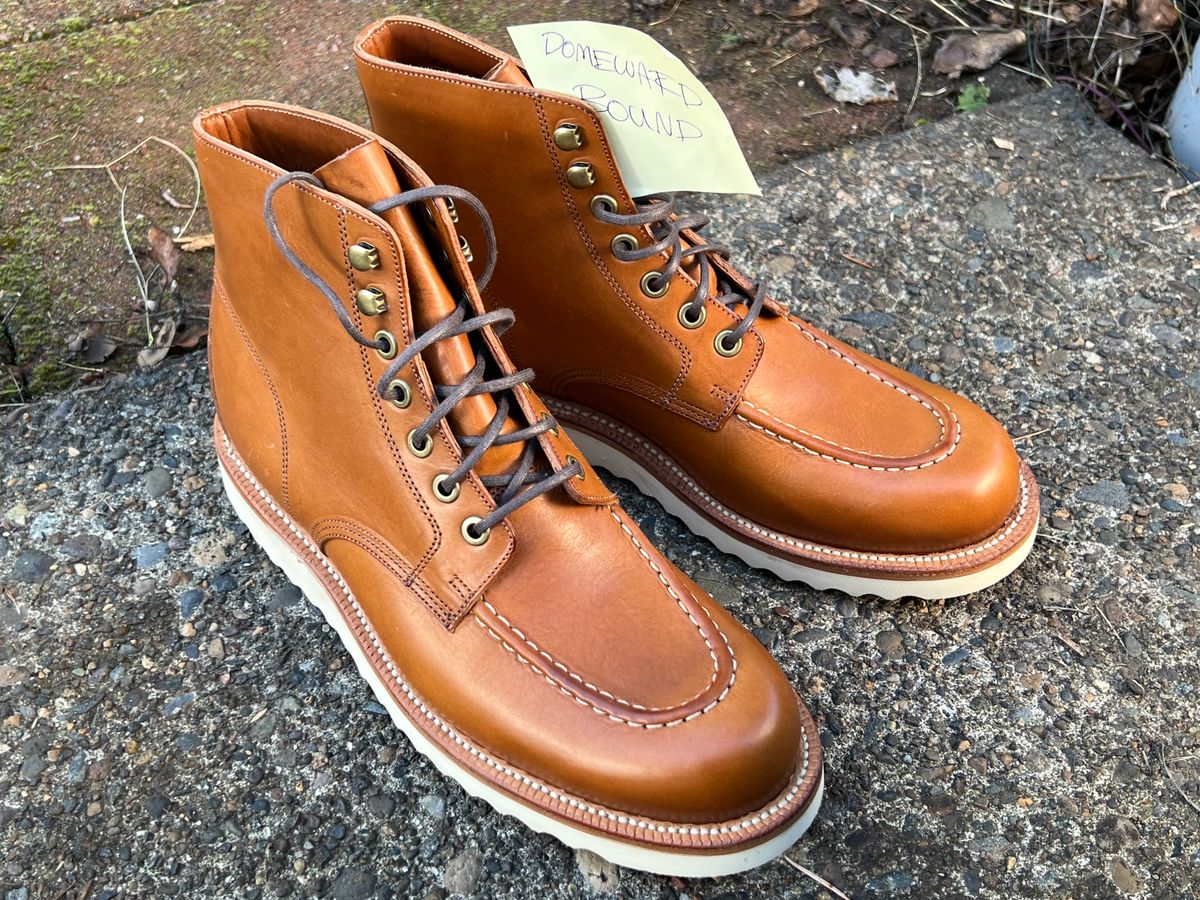 Photo by artvandelay on October 3, 2023 of the Grant Stone Brass Boot in Badalassi Carlo Saddle Tan Minerva.