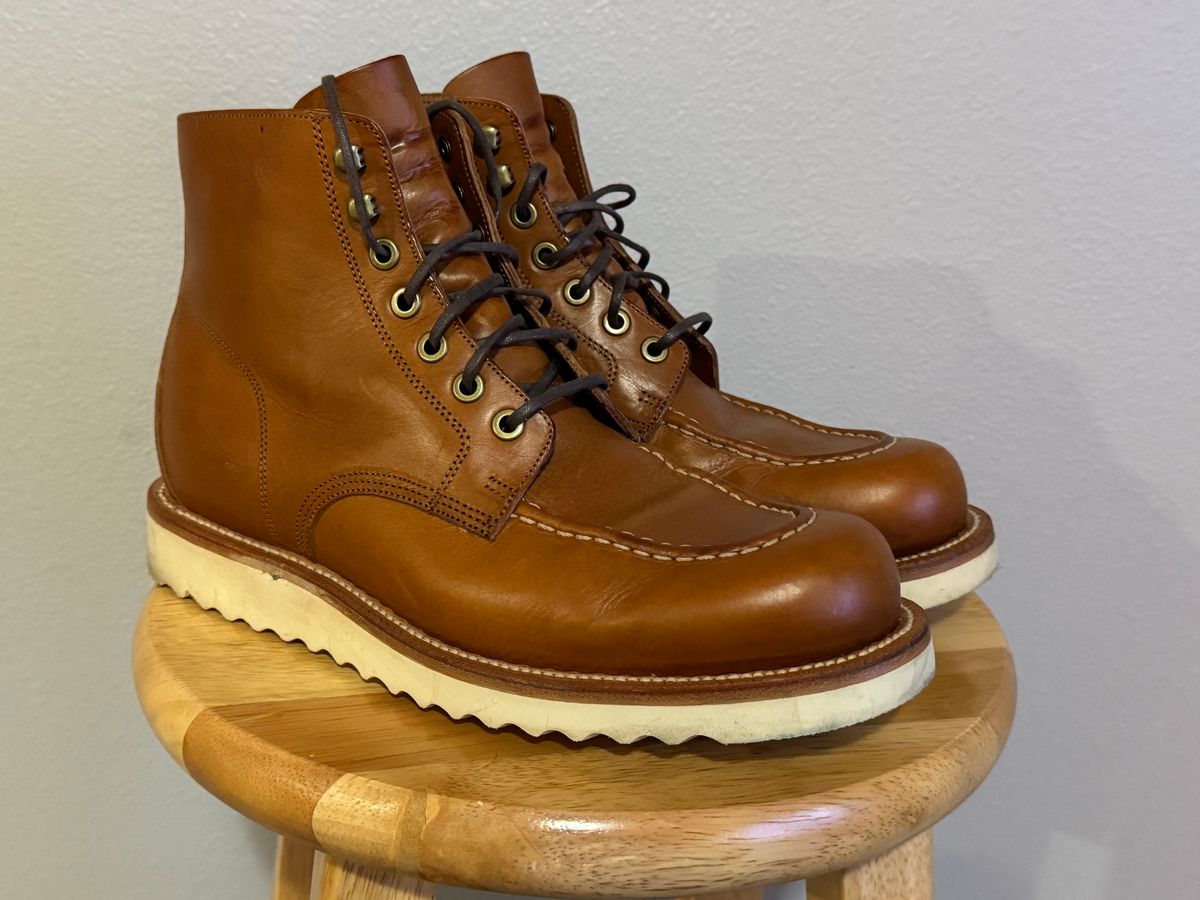 Photo by artvandelay on November 6, 2023 of the Grant Stone Brass Boot in Badalassi Carlo Saddle Tan Minerva.