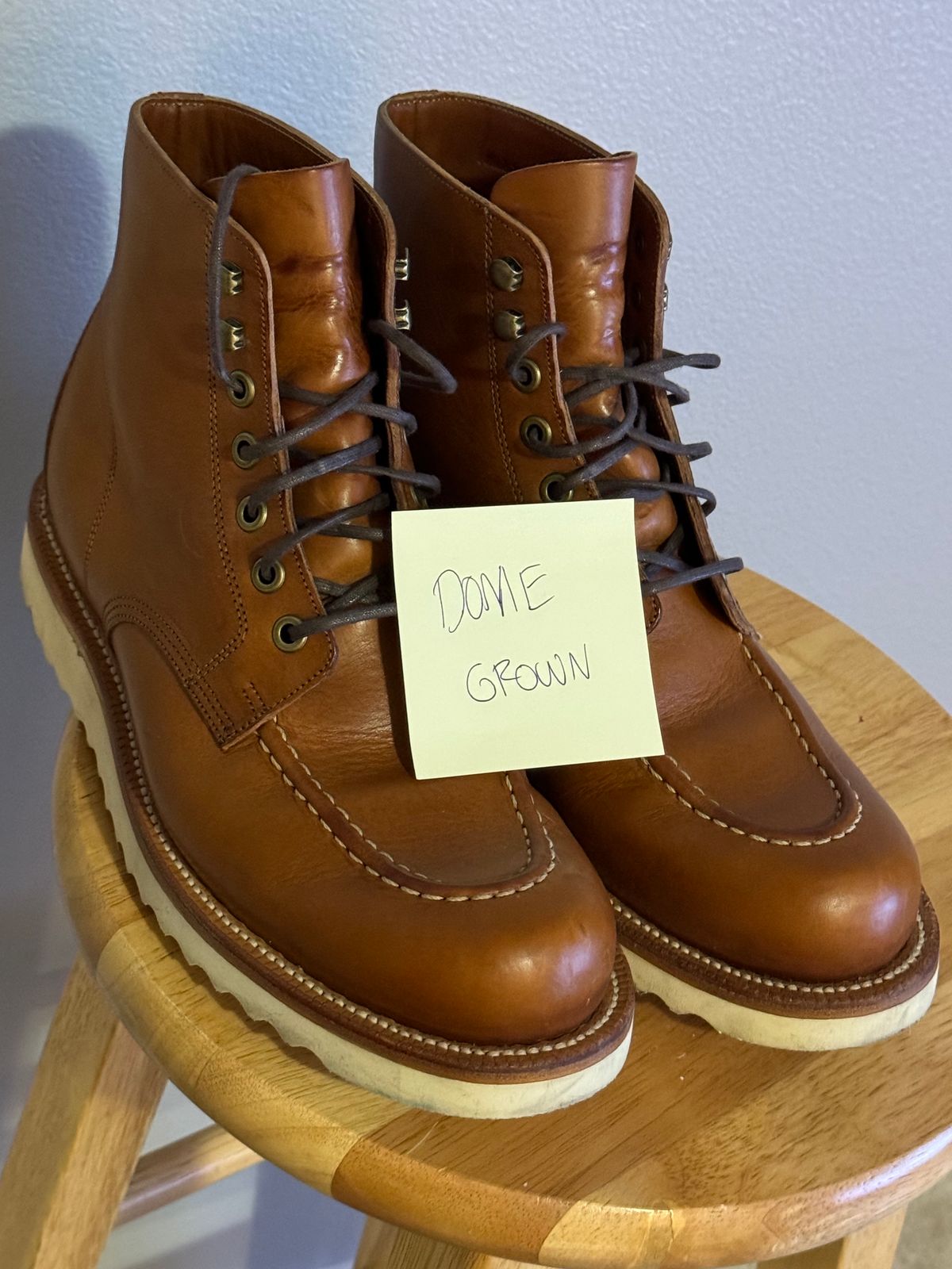 Photo by artvandelay on November 6, 2023 of the Grant Stone Brass Boot in Badalassi Carlo Saddle Tan Minerva.