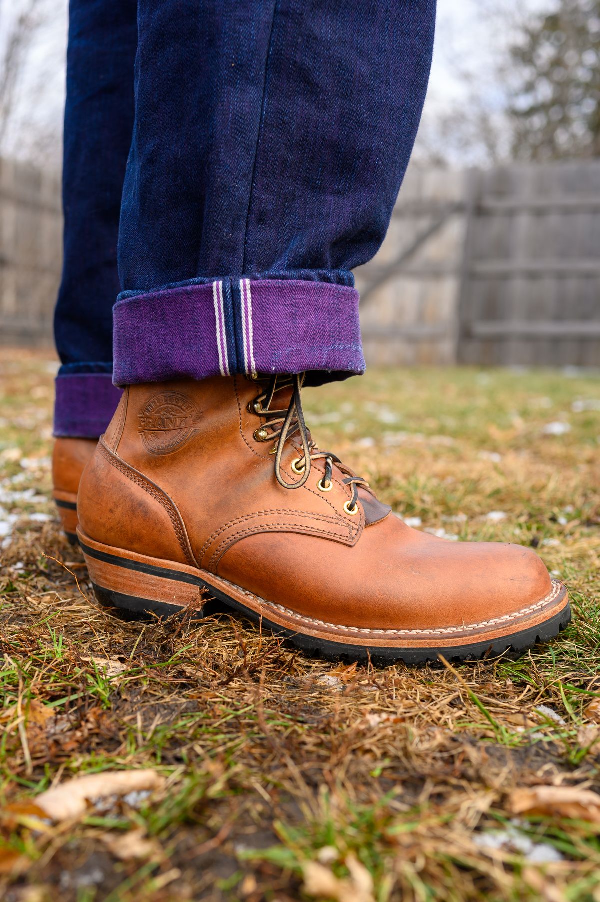 Photo by CarmineJackLeather on January 3, 2024 of the Frank's Boots Wilshire in J&FJ Baker Natural Oak Bark Tanned Harness.