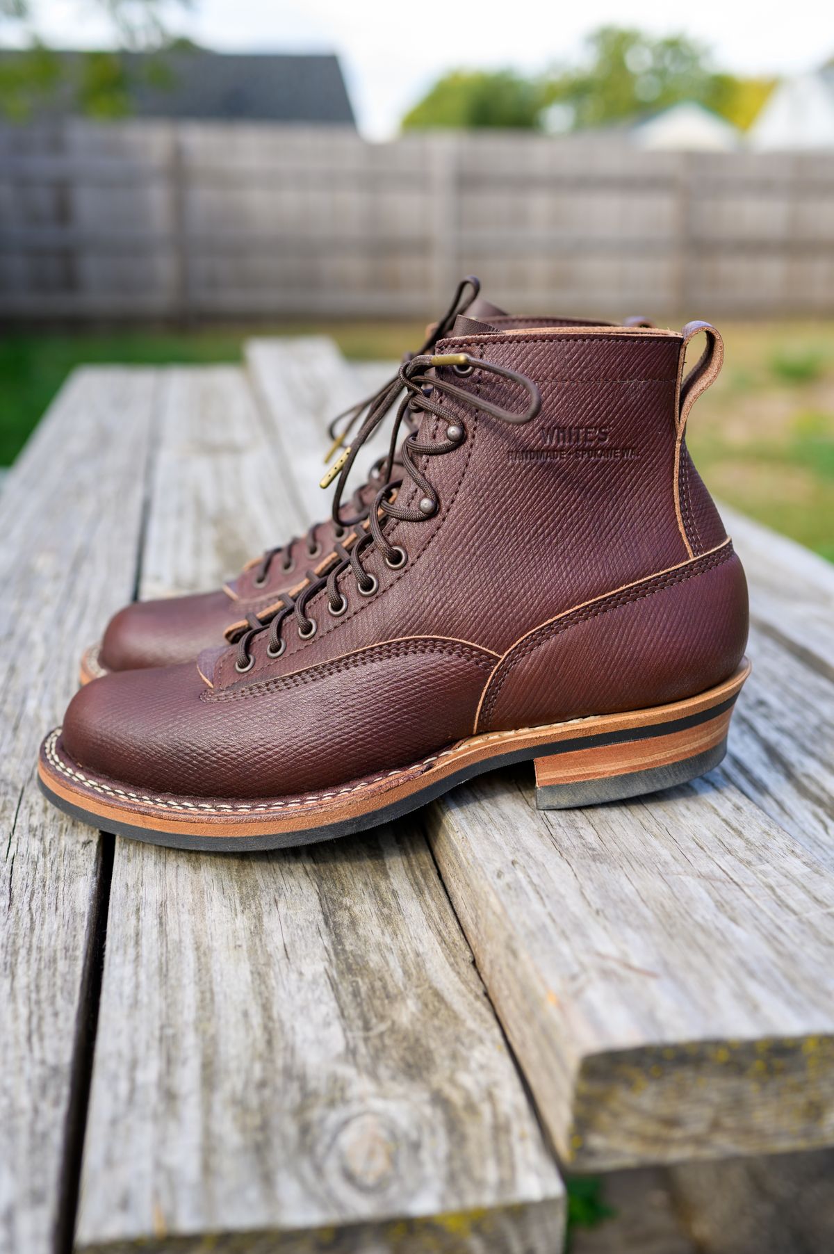 Photo by CarmineJackLeather on October 2, 2022 of the White's 350 Cutter in J&FJ Baker Brown Russian Calf.