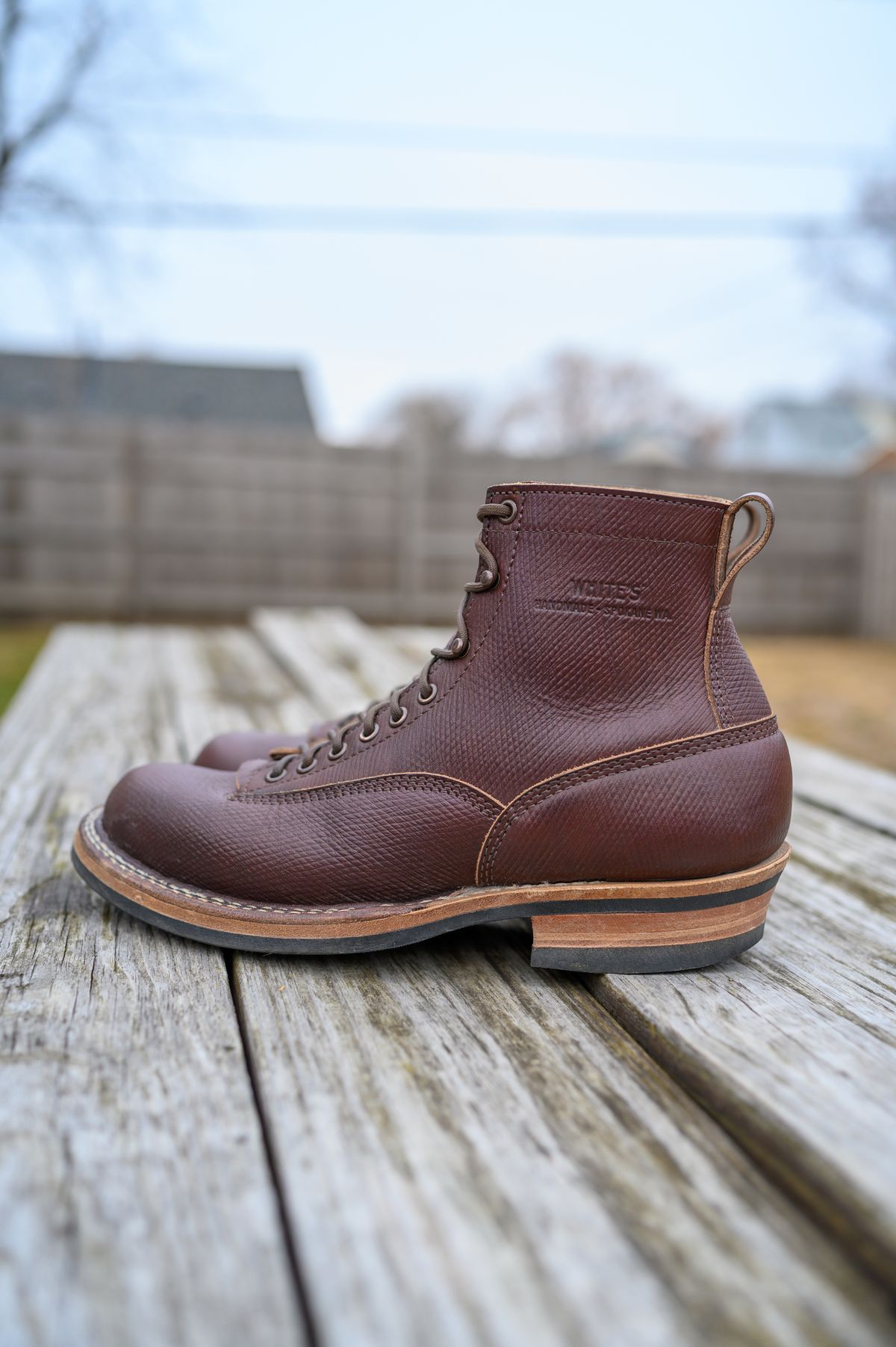 Photo by CarmineJackLeather on November 5, 2022 of the White's 350 Cutter in J&FJ Baker Brown Russian Calf.