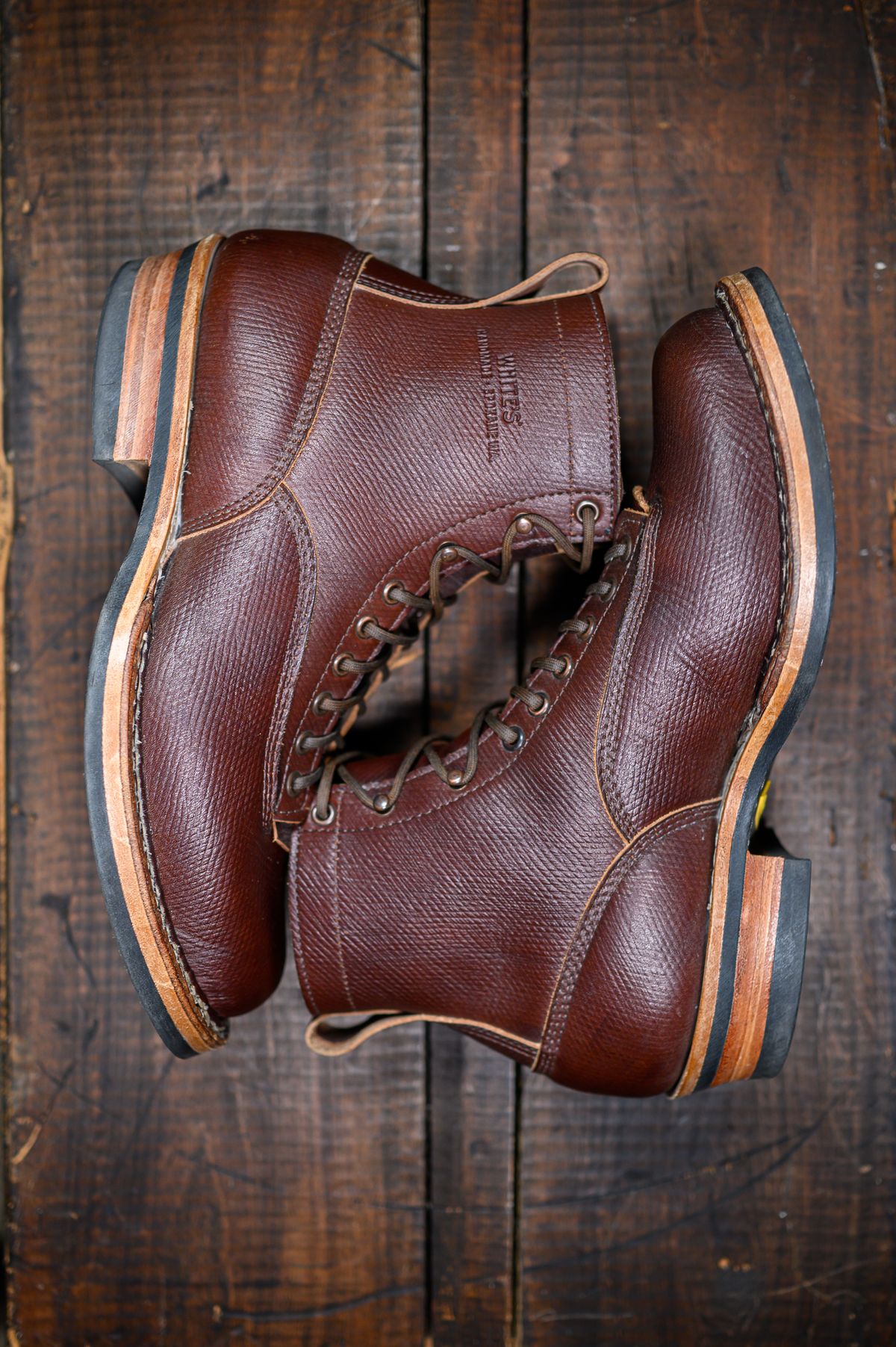 Photo by CarmineJackLeather on November 6, 2022 of the White's 350 Cutter in J&FJ Baker Brown Russian Calf.