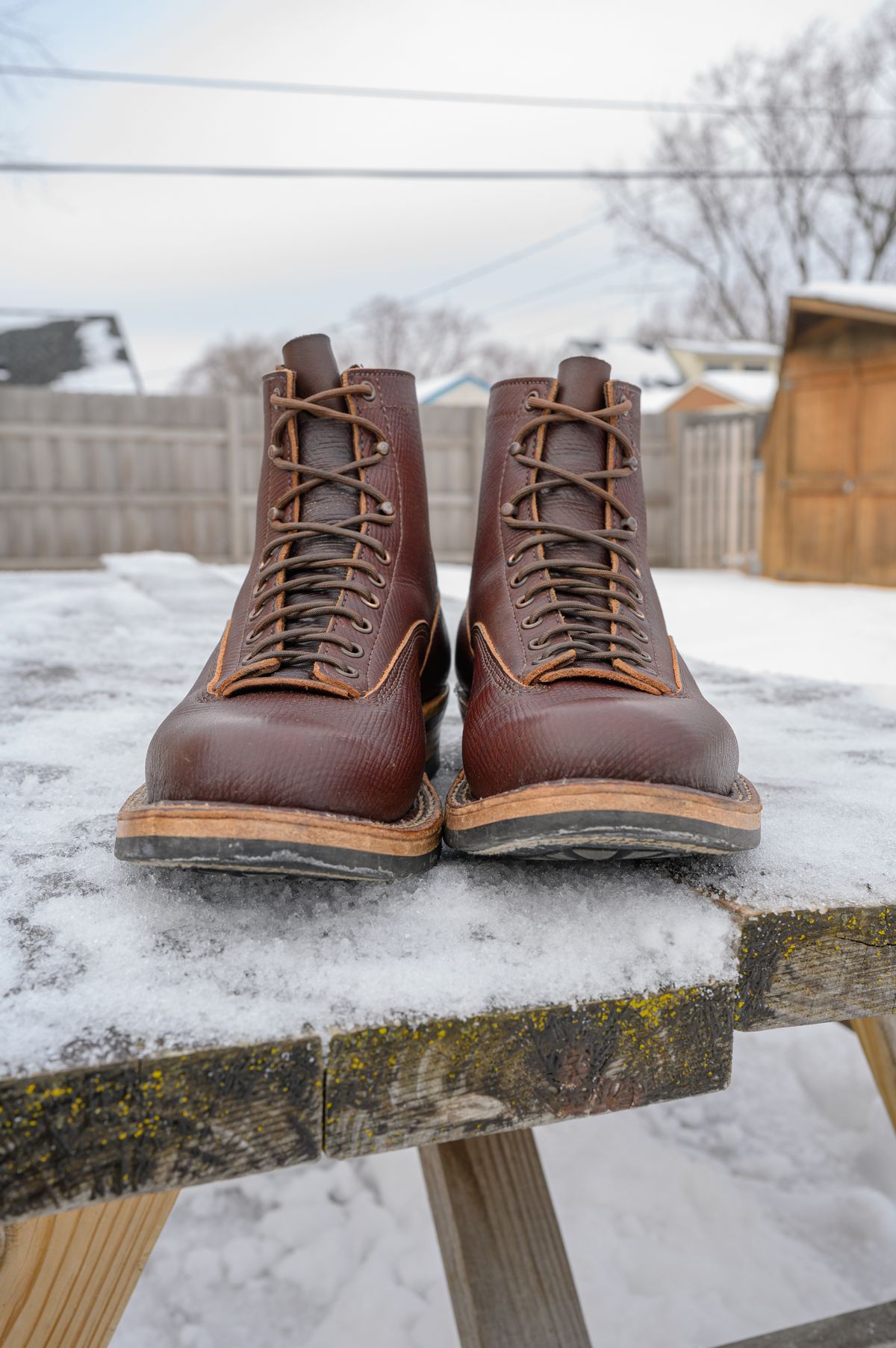 Photo by CarmineJackLeather on January 4, 2023 of the White's 350 Cutter in J&FJ Baker Brown Russian Calf.