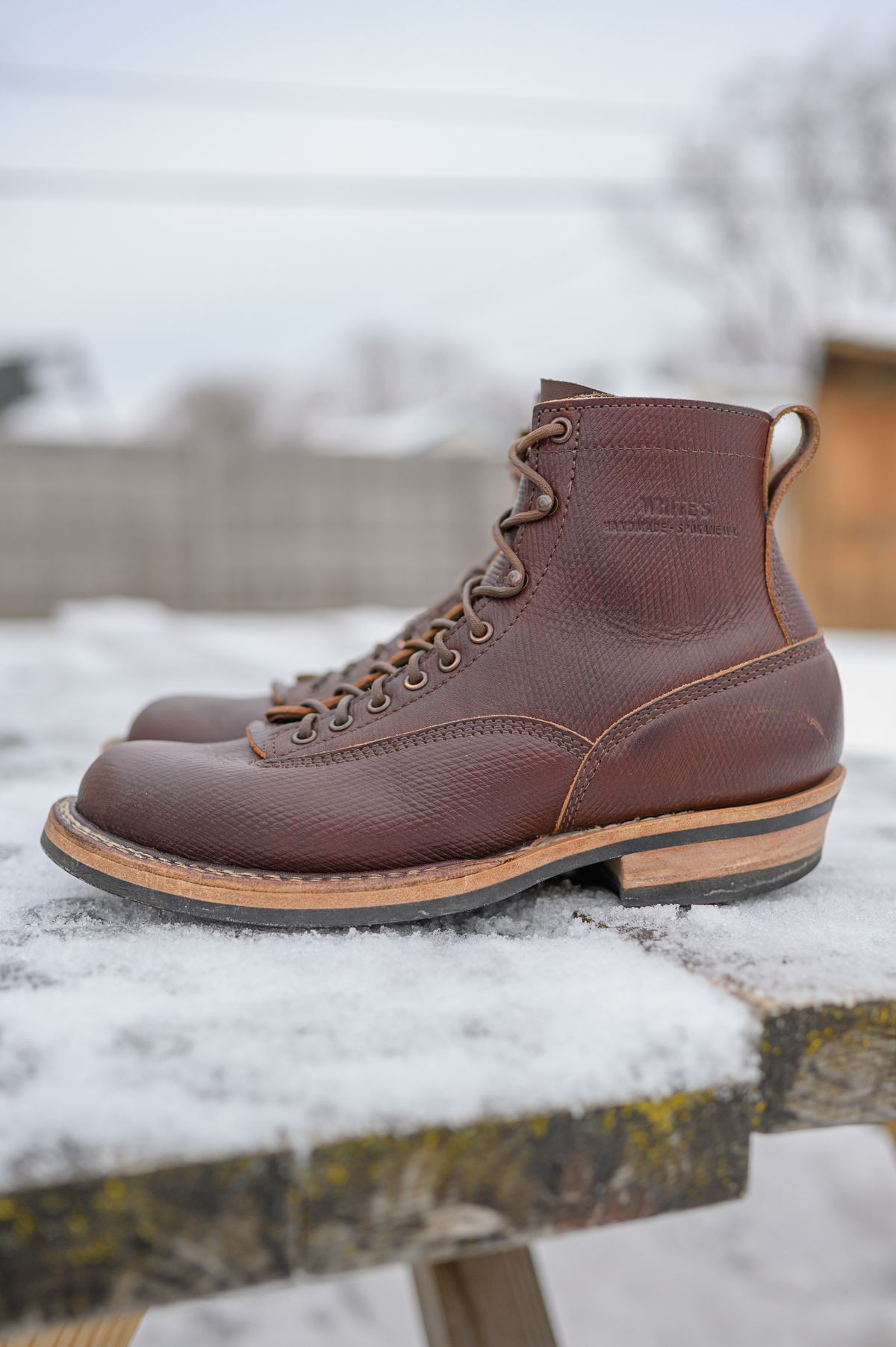 Photo by CarmineJackLeather on January 4, 2023 of the White's 350 Cutter in J&FJ Baker Brown Russian Calf.