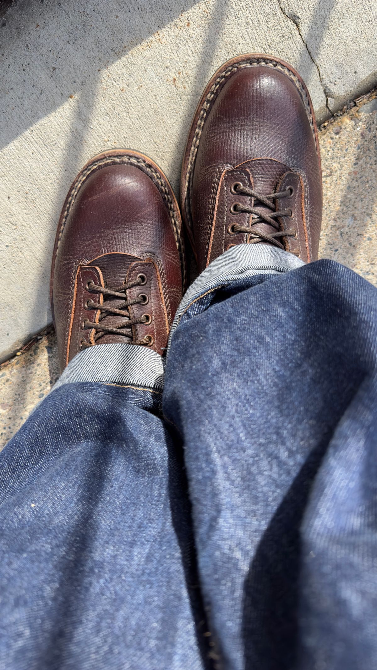 Photo by CarmineJackLeather on March 5, 2023 of the White's 350 Cutter in J&FJ Baker Brown Russian Calf.