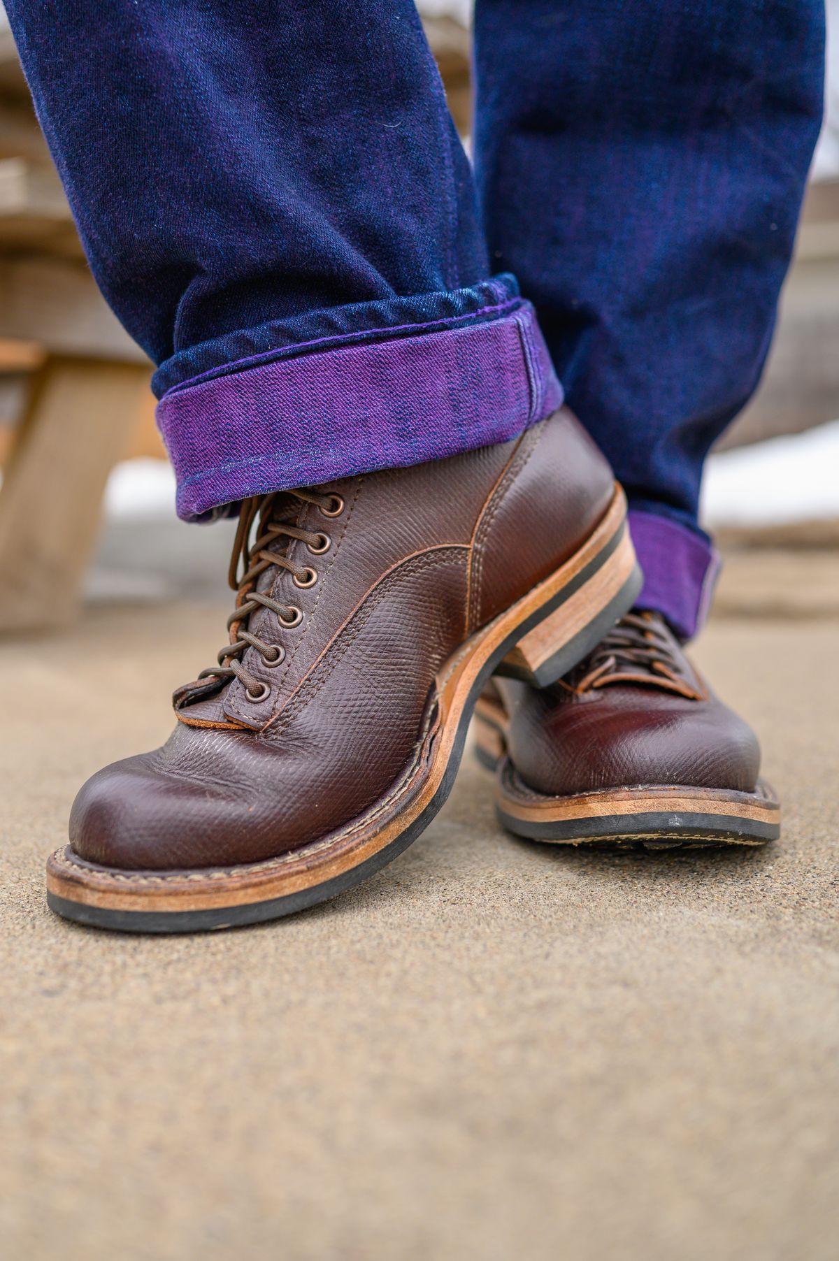 Photo by CarmineJackLeather on April 6, 2023 of the White's 350 Cutter in J&FJ Baker Brown Russian Calf.