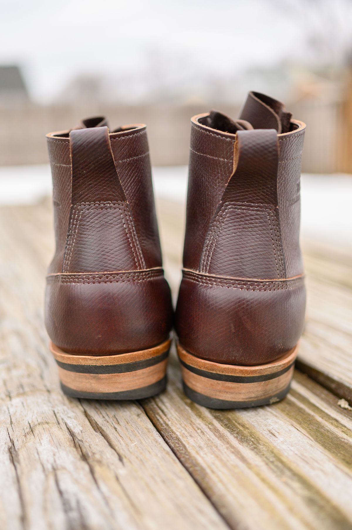 Photo by CarmineJackLeather on April 6, 2023 of the White's 350 Cutter in J&FJ Baker Brown Russian Calf.