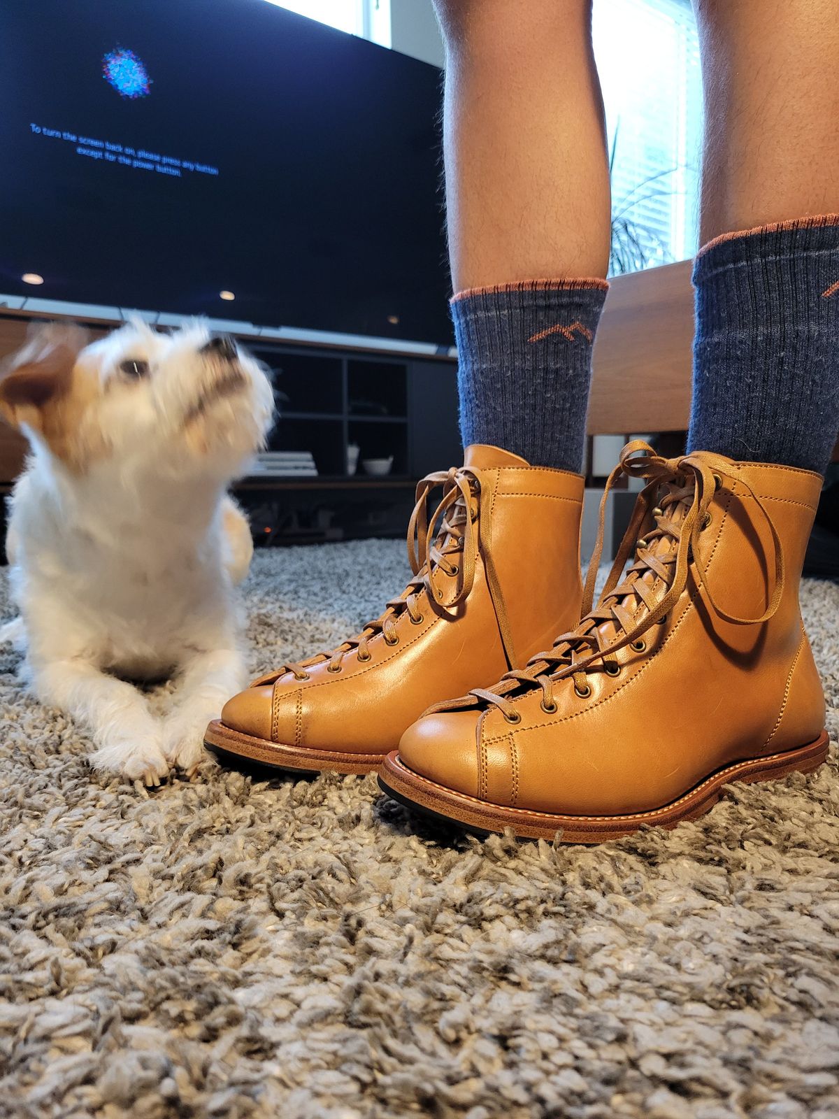 Photo by knoll on October 4, 2021 of the Flame Panda Monkey Boot in Maryam Natural Horsebutt.