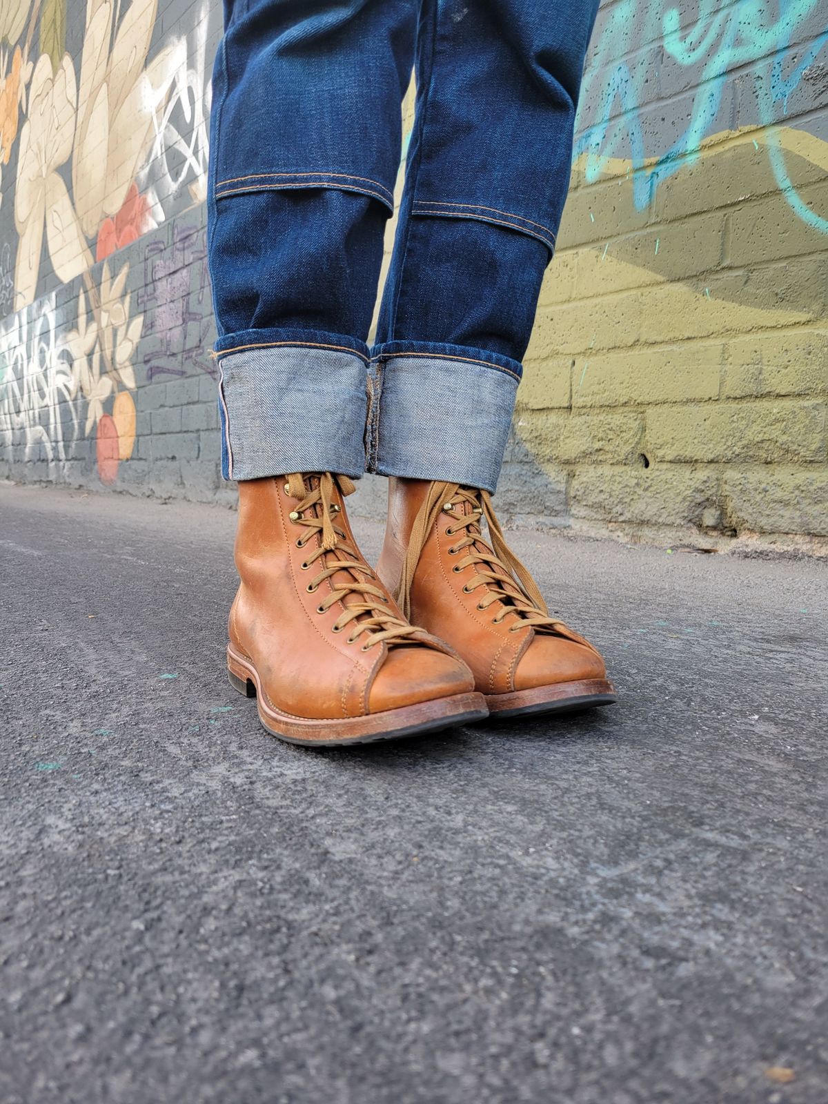 Photo by knoll on December 6, 2021 of the Flame Panda Monkey Boot in Maryam Natural Horsebutt.