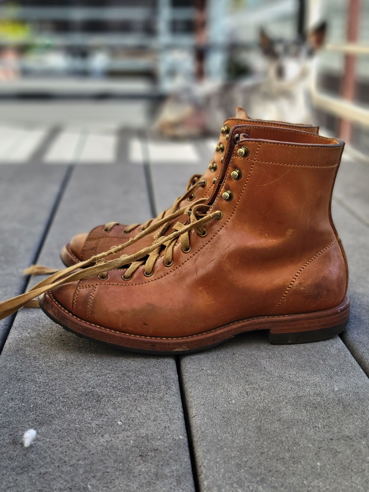 Photo by knoll on January 5, 2022 of the Flame Panda Monkey Boot in Maryam Natural Horsebutt.