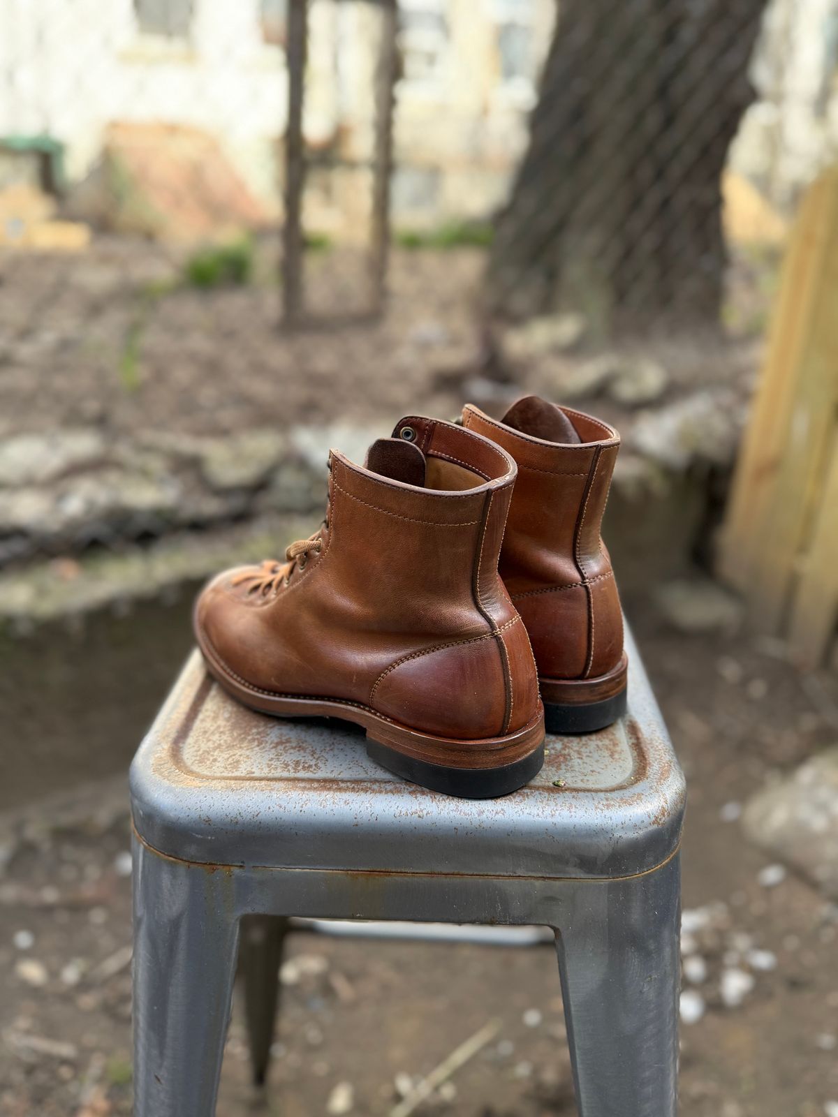Photo by knoll on April 8, 2025 of the Flame Panda Monkey Boot in Maryam Natural Horsebutt.