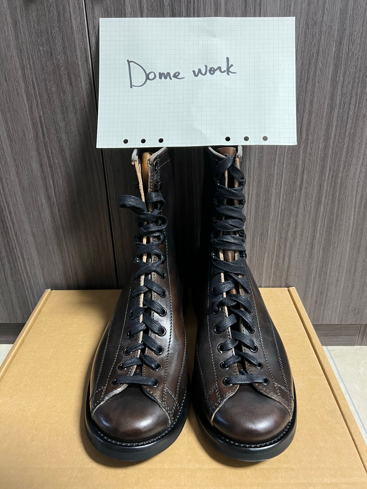 Photo by JJJJerome on October 3, 2022 of the Flame Panda Monkey Boot in Maryam Natural Horsebutt.
