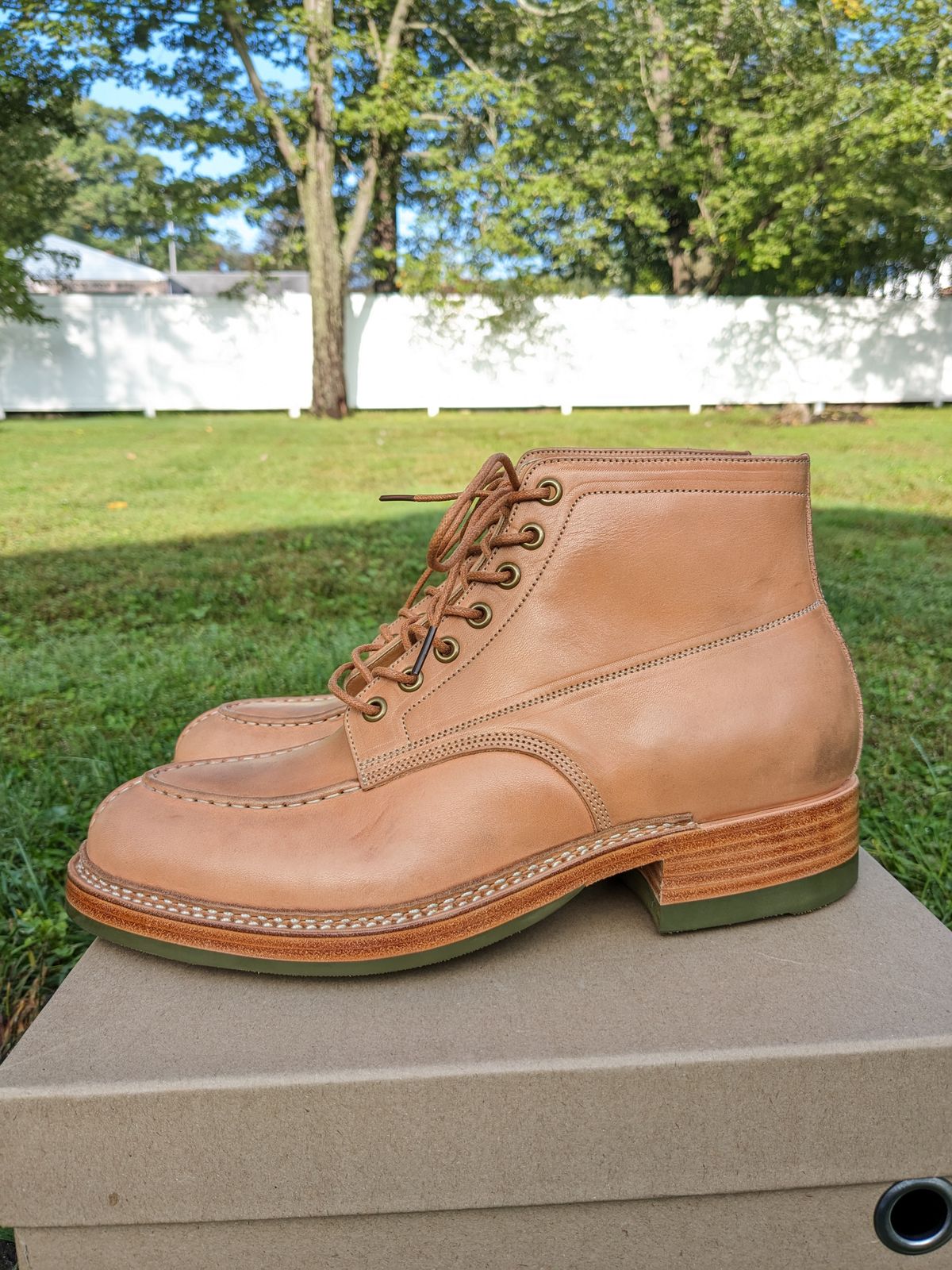 Photo by jacktheenthusiast on October 3, 2023 of the Onderhoud SPL01 Split Toe Boots in Wickett & Craig Russet Traditional Harness.