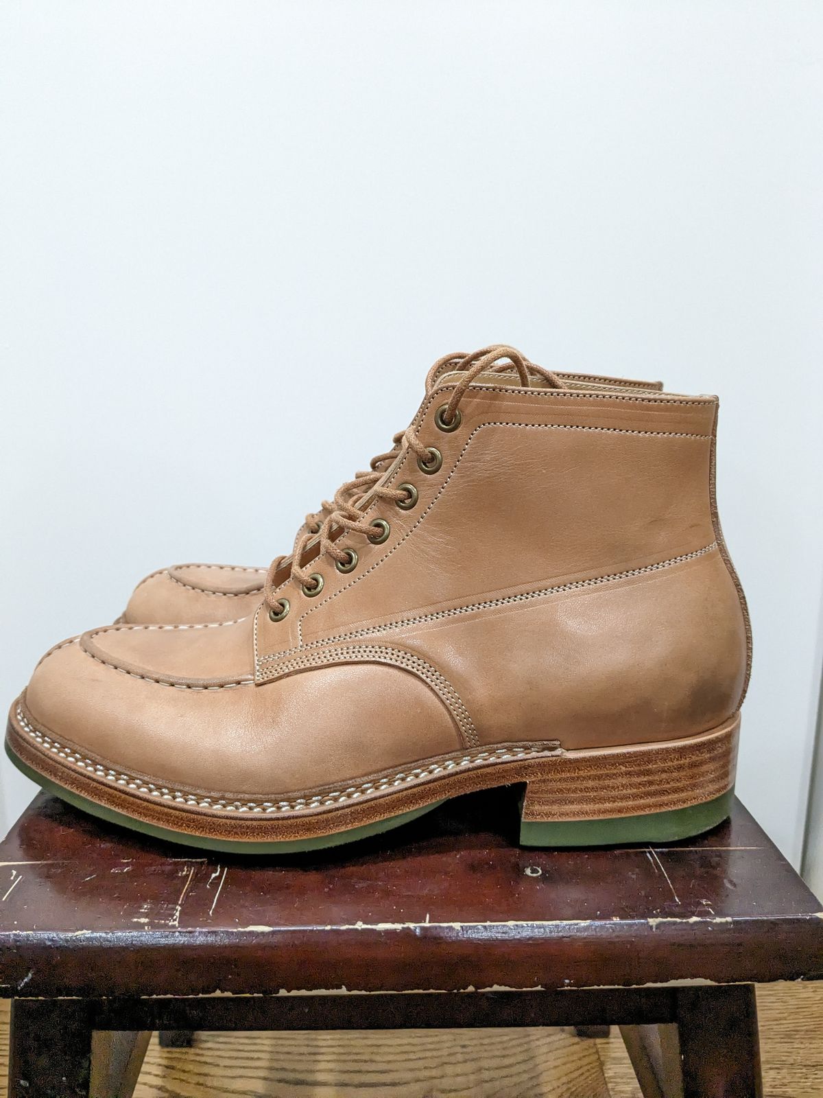 Photo by jacktheenthusiast on November 9, 2023 of the Onderhoud SPL01 Split Toe Boots in Wickett & Craig Russet Traditional Harness.