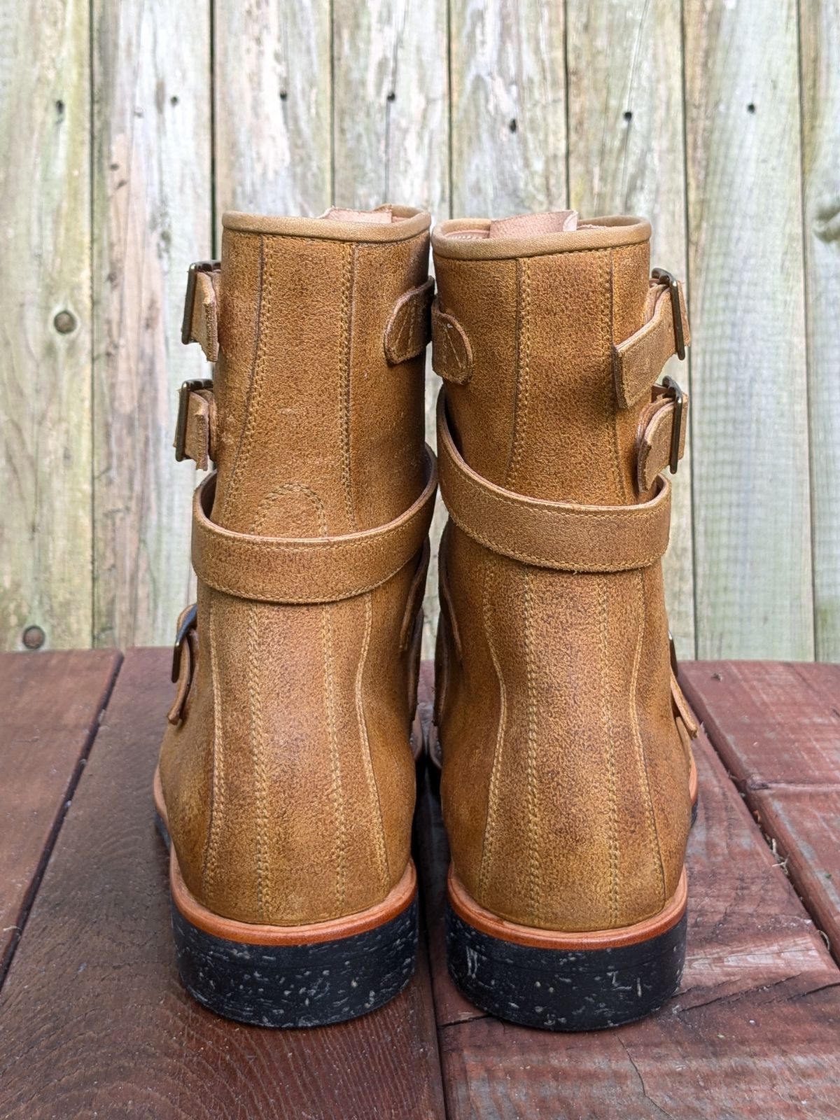 Photo by jacktheenthusiast on October 2, 2024 of the Briselblack The Hanker Tanker Boots in Indonesian Honey Waxed Flesh.