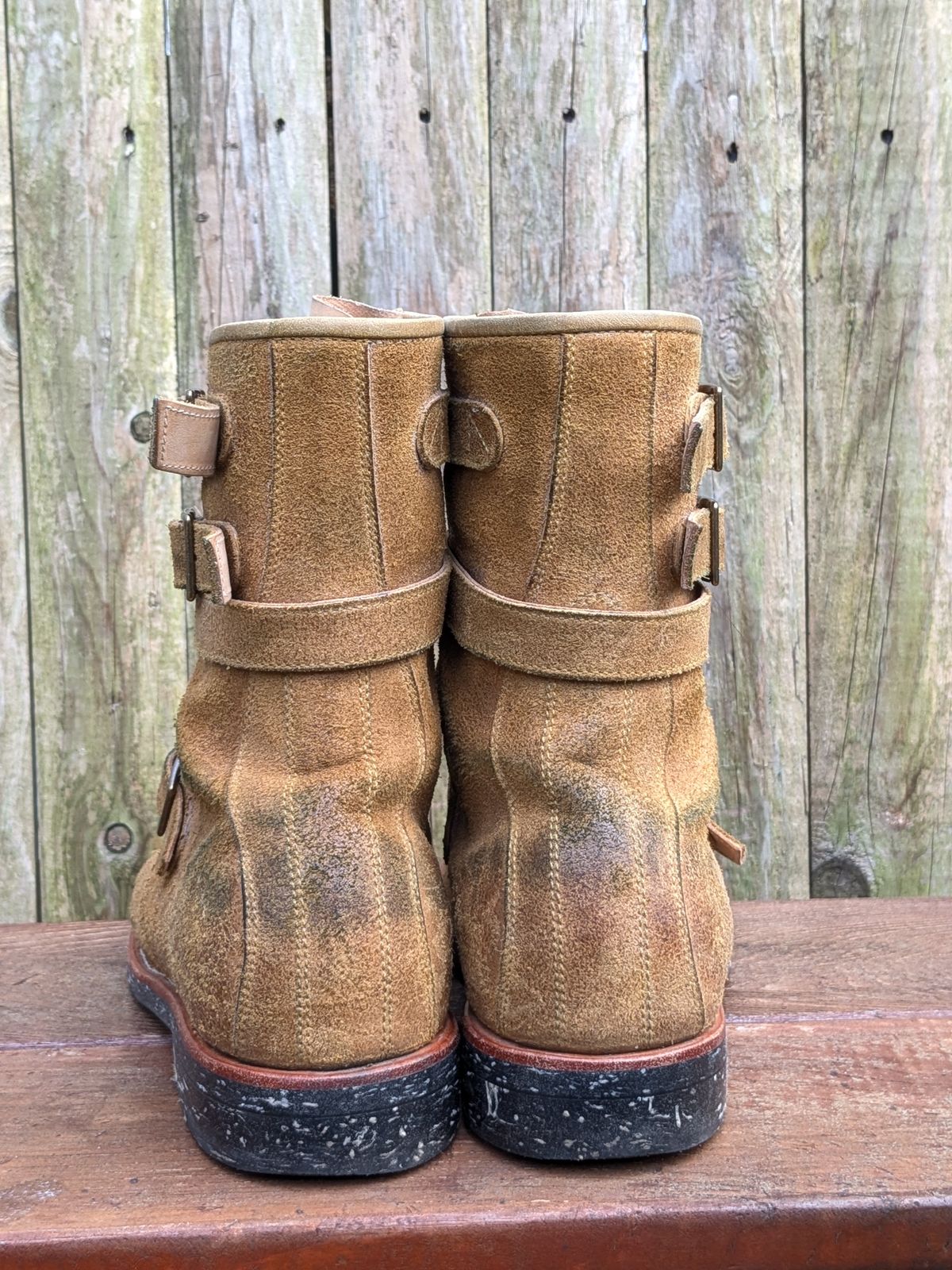 Photo by jacktheenthusiast on January 4, 2025 of the Briselblack The Hanker Tanker Boots in Indonesian Honey Waxed Flesh.