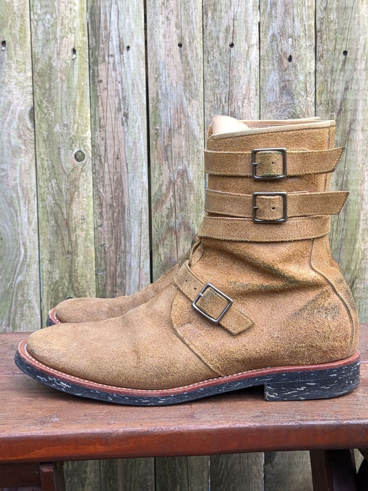 Photo by jacktheenthusiast on January 4, 2025 of the Briselblack The Hanker Tanker Boots in Indonesian Honey Waxed Flesh.