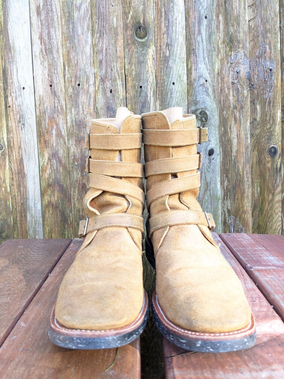 Photo by jacktheenthusiast on March 3, 2025 of the Briselblack The Hanker Tanker Boots in Indonesian Honey Waxed Flesh.
