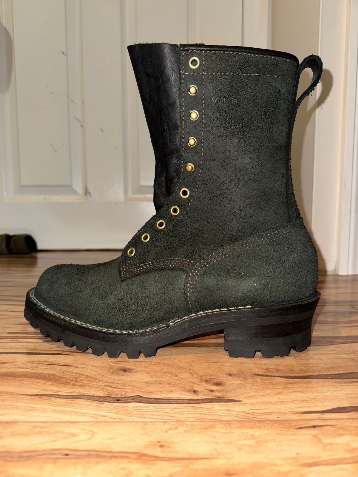 Photo by Davin.Gibiase on October 9, 2024 of the Viberg 155 Smokejumper Work Boot in Black Rough Out.