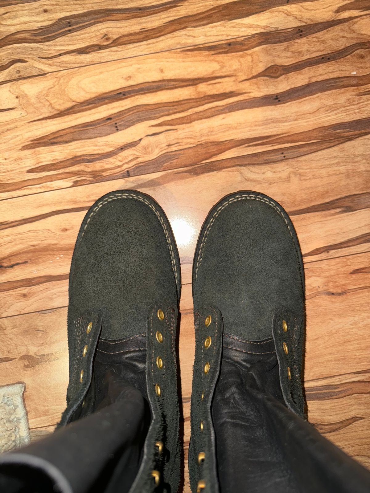 Photo by Davin.Gibiase on October 9, 2024 of the Viberg 155 Smokejumper Work Boot in Black Rough Out.