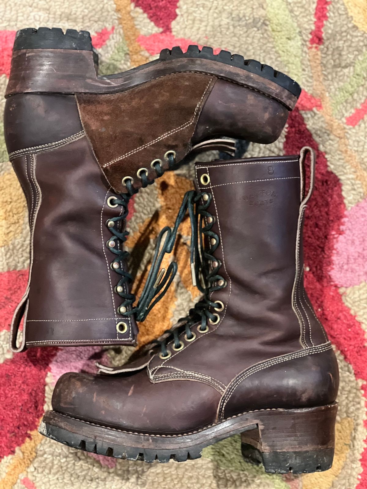 Photo by Davin.Gibiase on October 7, 2023 of the Dayton Boots Lineman (Vintage) in Seidel Ranger red.