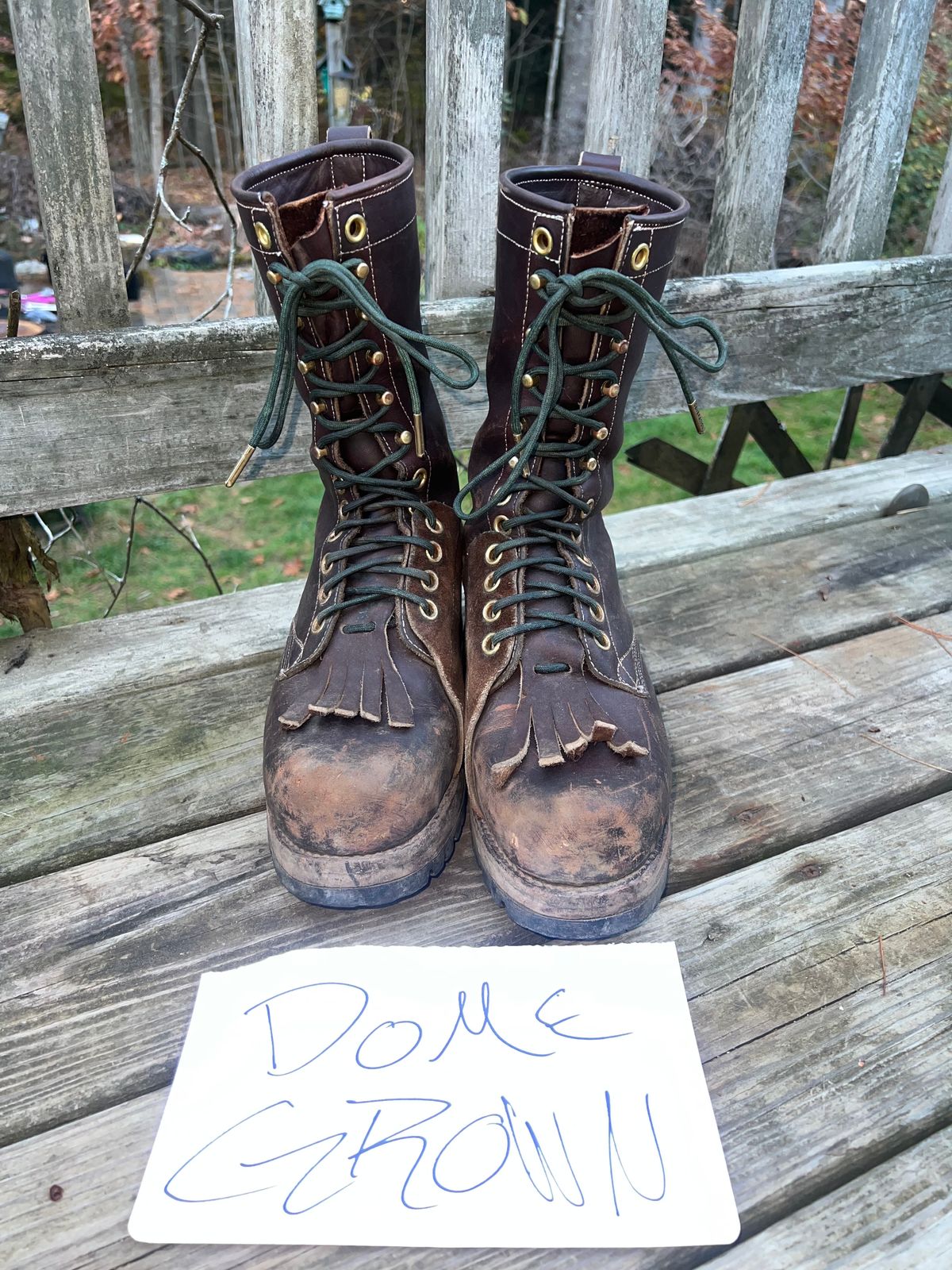 Photo by Davin.Gibiase on November 5, 2023 of the Dayton Boots Lineman (Vintage) in Seidel Ranger red.