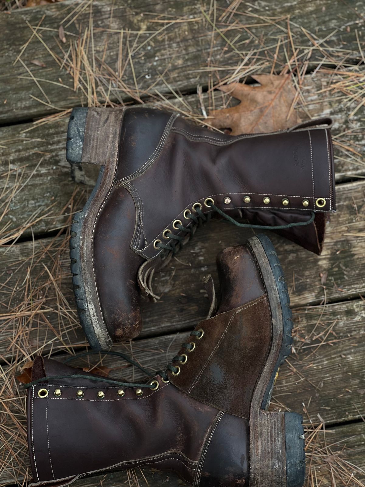 Photo by Davin.Gibiase on November 7, 2023 of the Dayton Boots Lineman (Vintage) in Seidel Ranger red.