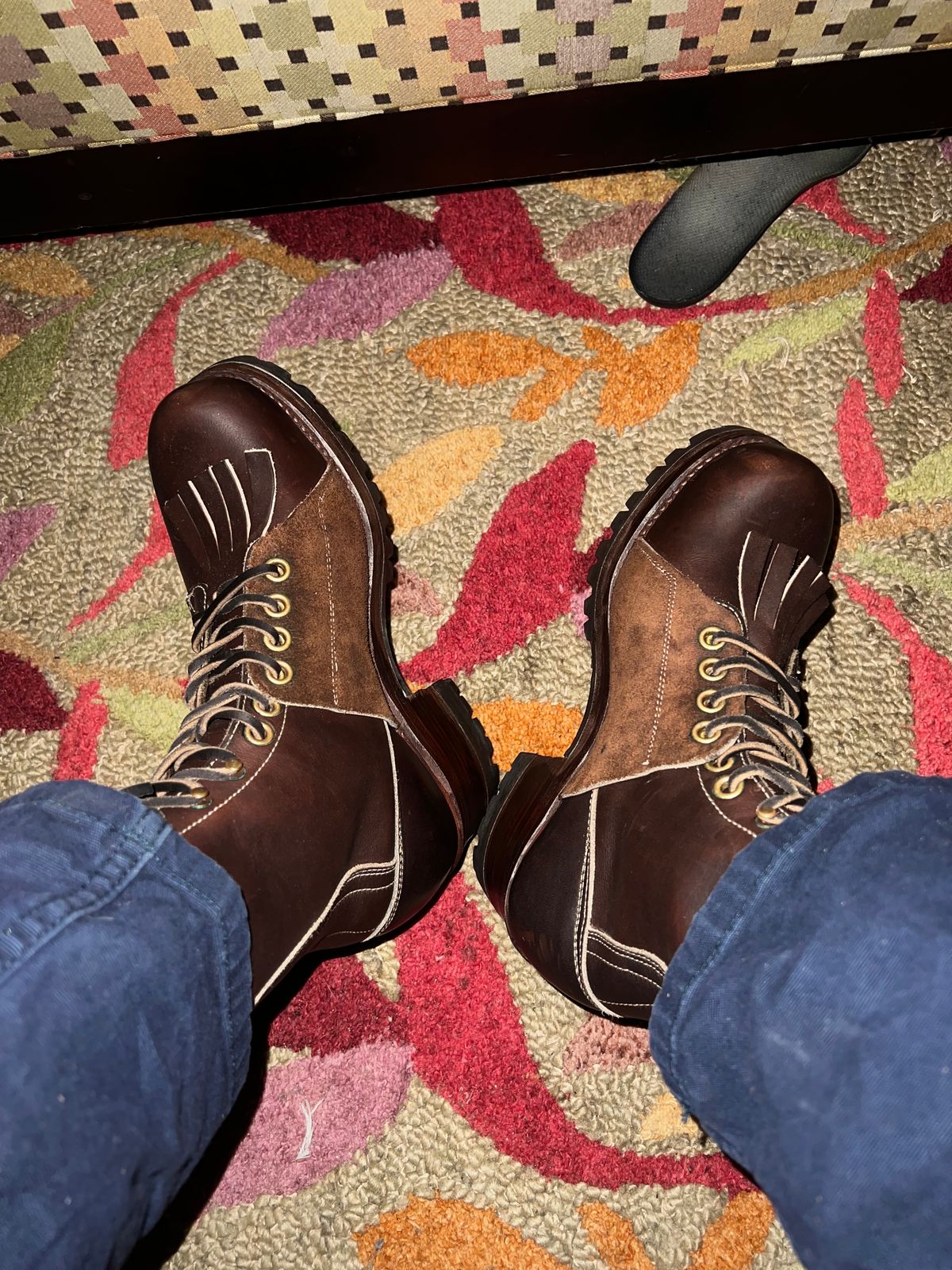 Photo by Davin.Gibiase on October 2, 2023 of the Dayton Boots Lineman (Vintage) in Seidel Ranger red.