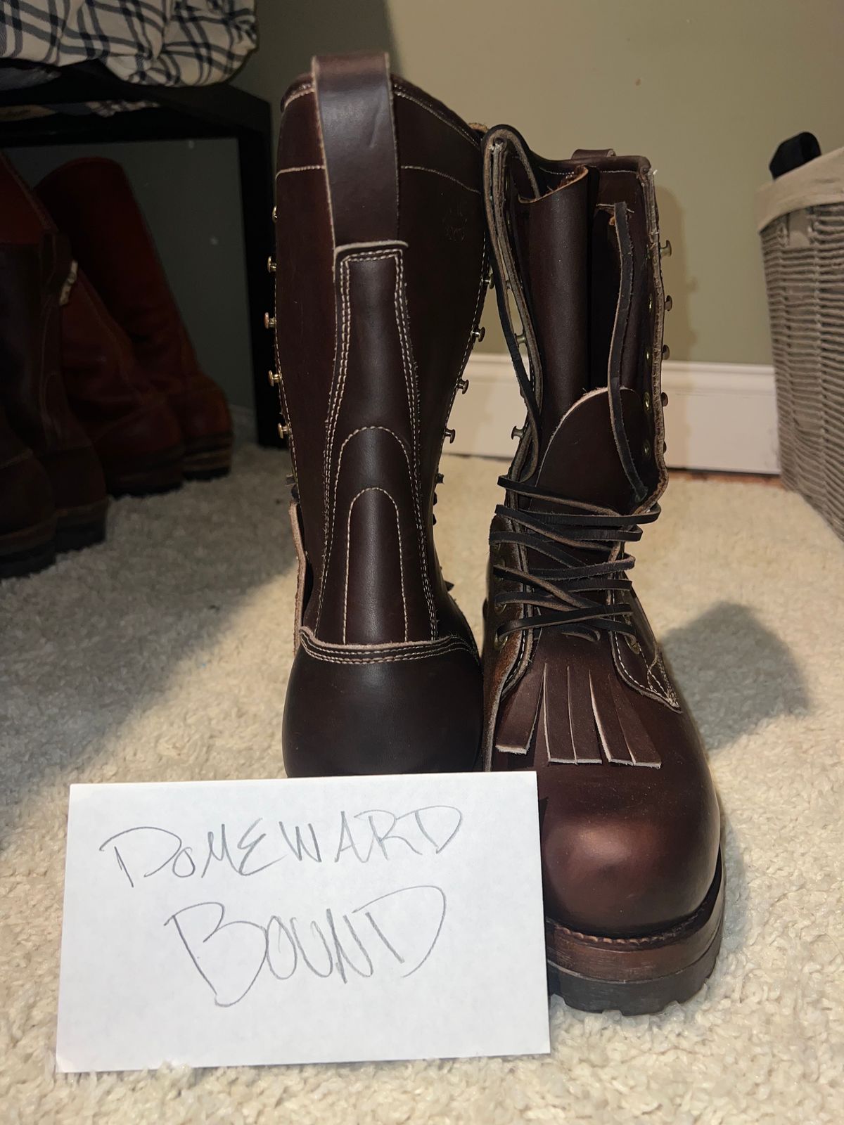 Photo by Davin.Gibiase on October 2, 2023 of the Dayton Boots Lineman (Vintage) in Seidel Ranger red.
