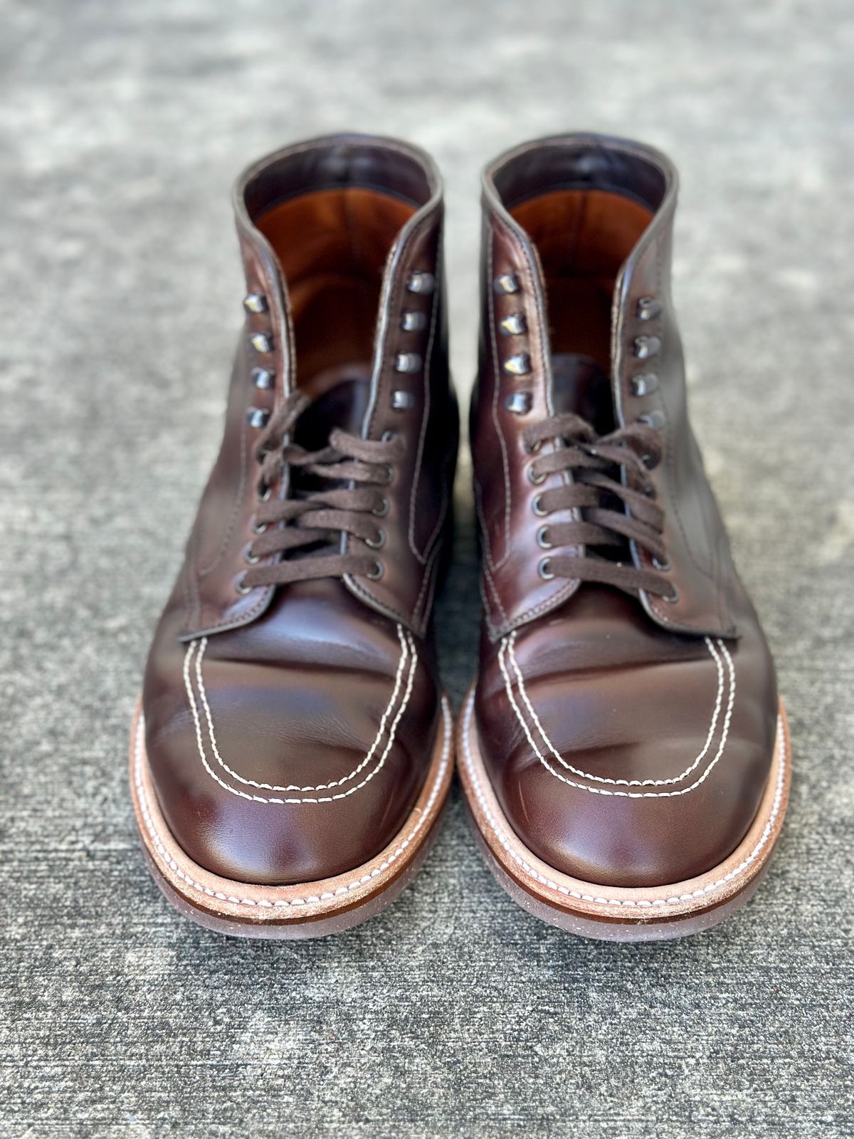 Photo by Wes on November 2, 2023 of the Alden Indy Boot in Horween Brown Chromexcel.