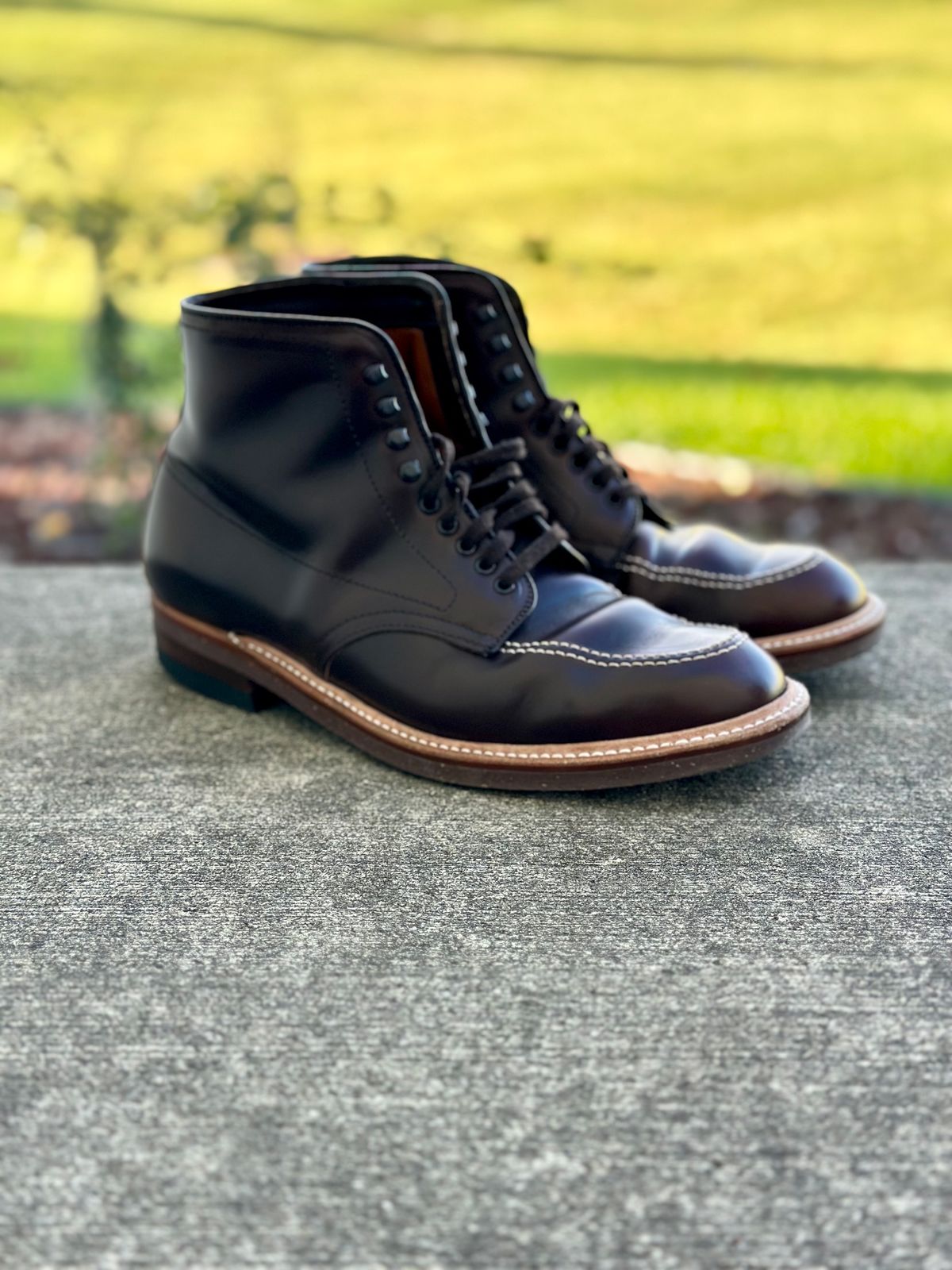 Photo by Wes on November 2, 2023 of the Alden Indy Boot in Horween Brown Chromexcel.