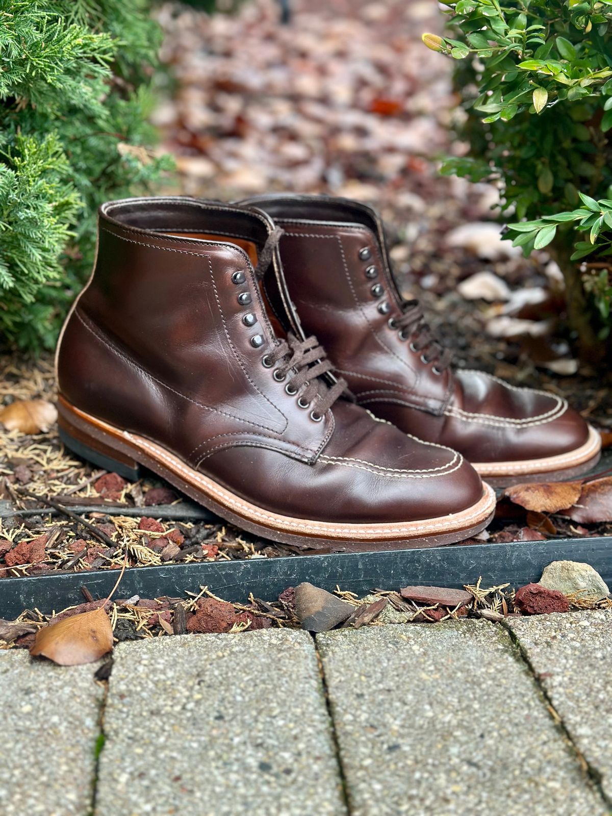 Photo by Wes on December 3, 2023 of the Alden Indy Boot in Horween Brown Chromexcel.
