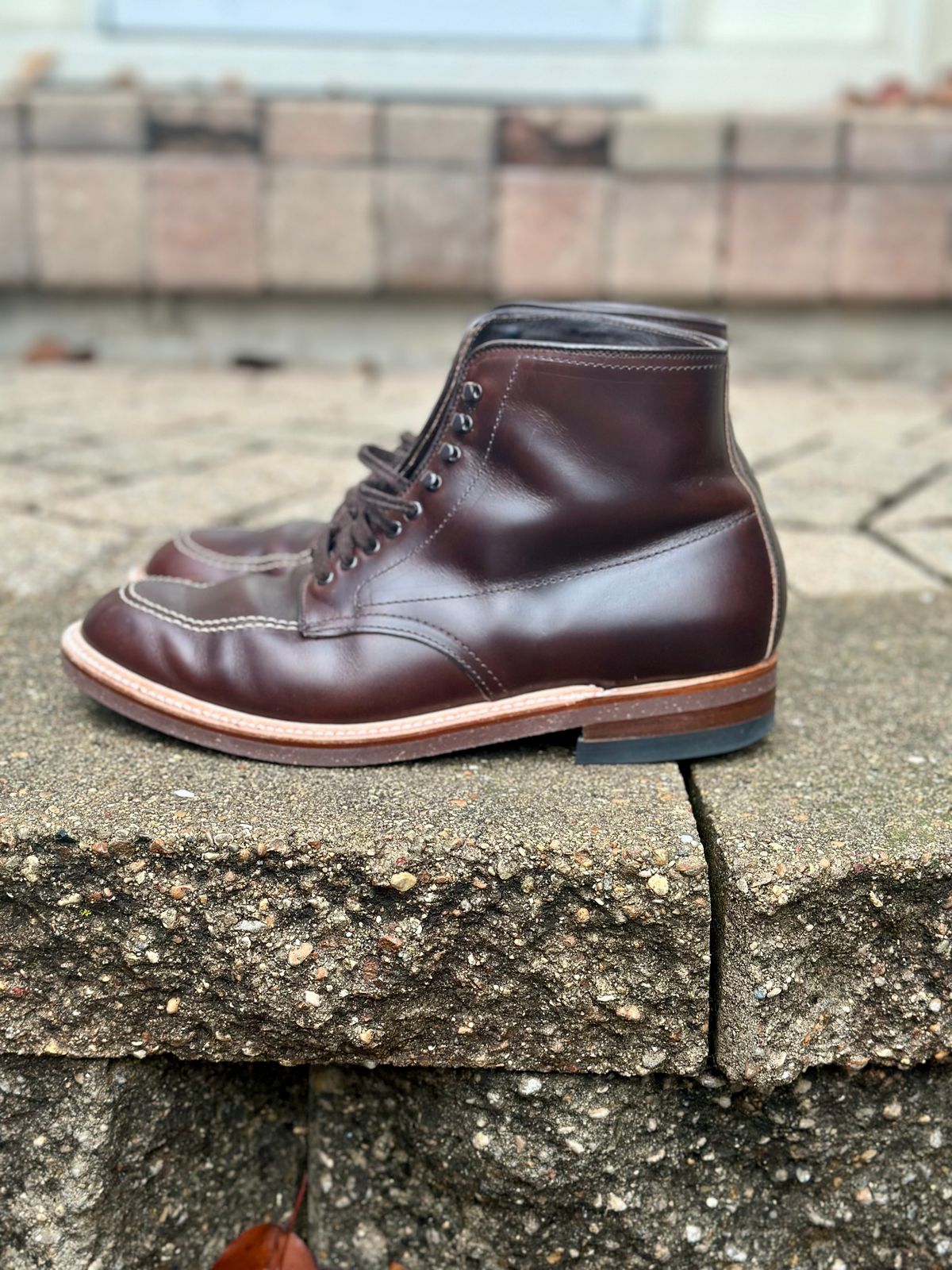 Photo by Wes on December 3, 2023 of the Alden Indy Boot in Horween Brown Chromexcel.