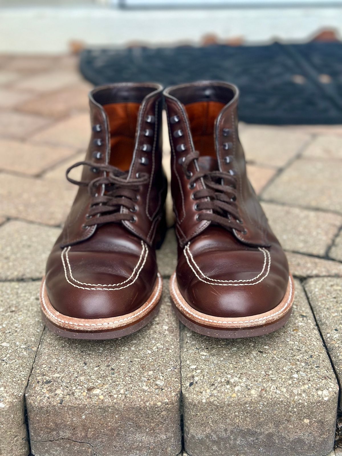 Photo by Wes on January 3, 2024 of the Alden Indy Boot in Horween Brown Chromexcel.