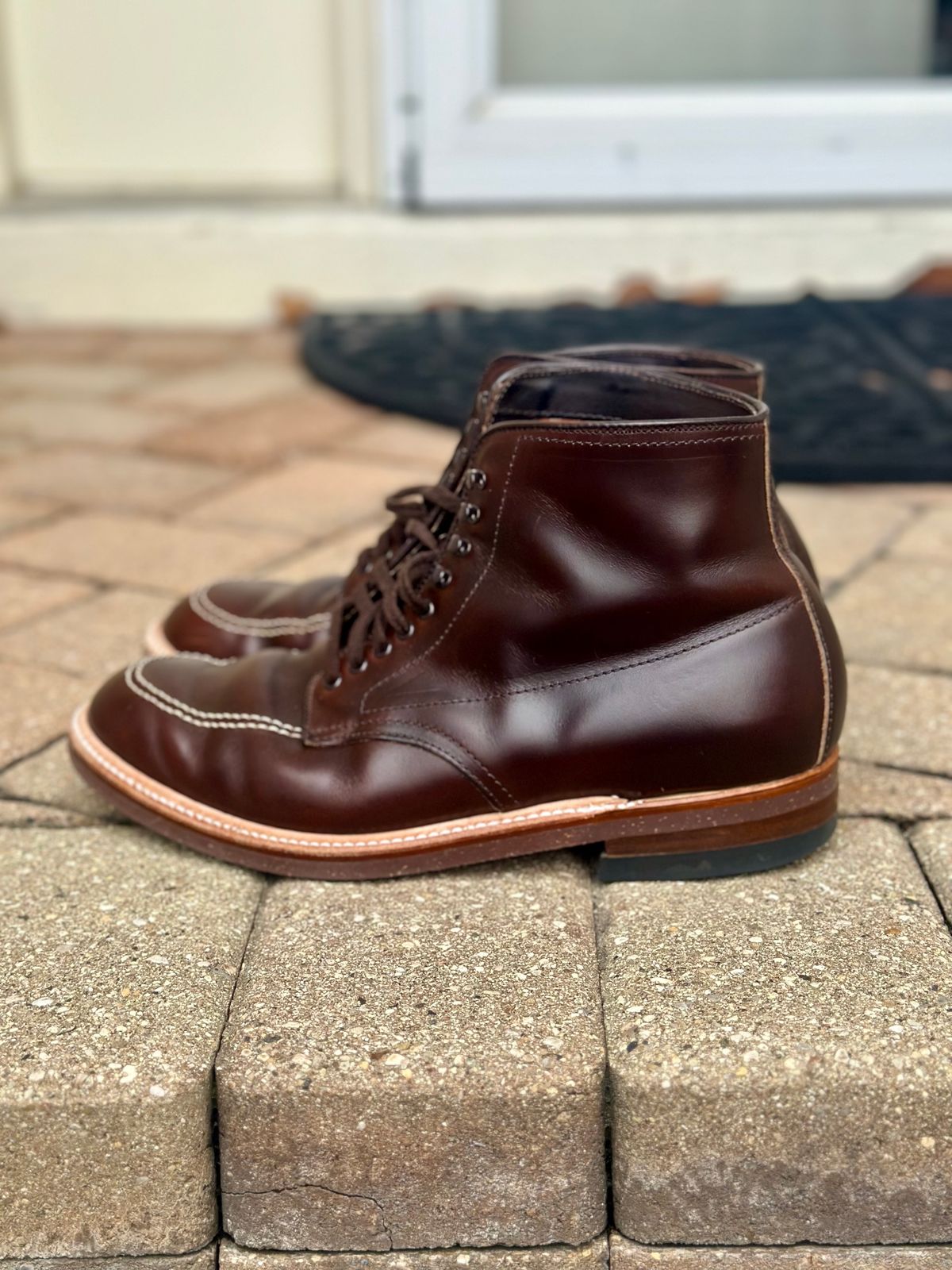 Photo by Wes on January 3, 2024 of the Alden Indy Boot in Horween Brown Chromexcel.