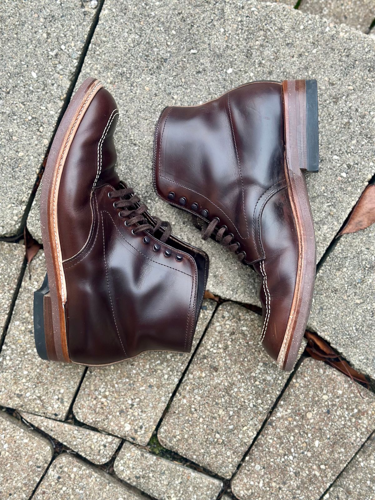 Photo by Wes on January 3, 2024 of the Alden Indy Boot in Horween Brown Chromexcel.